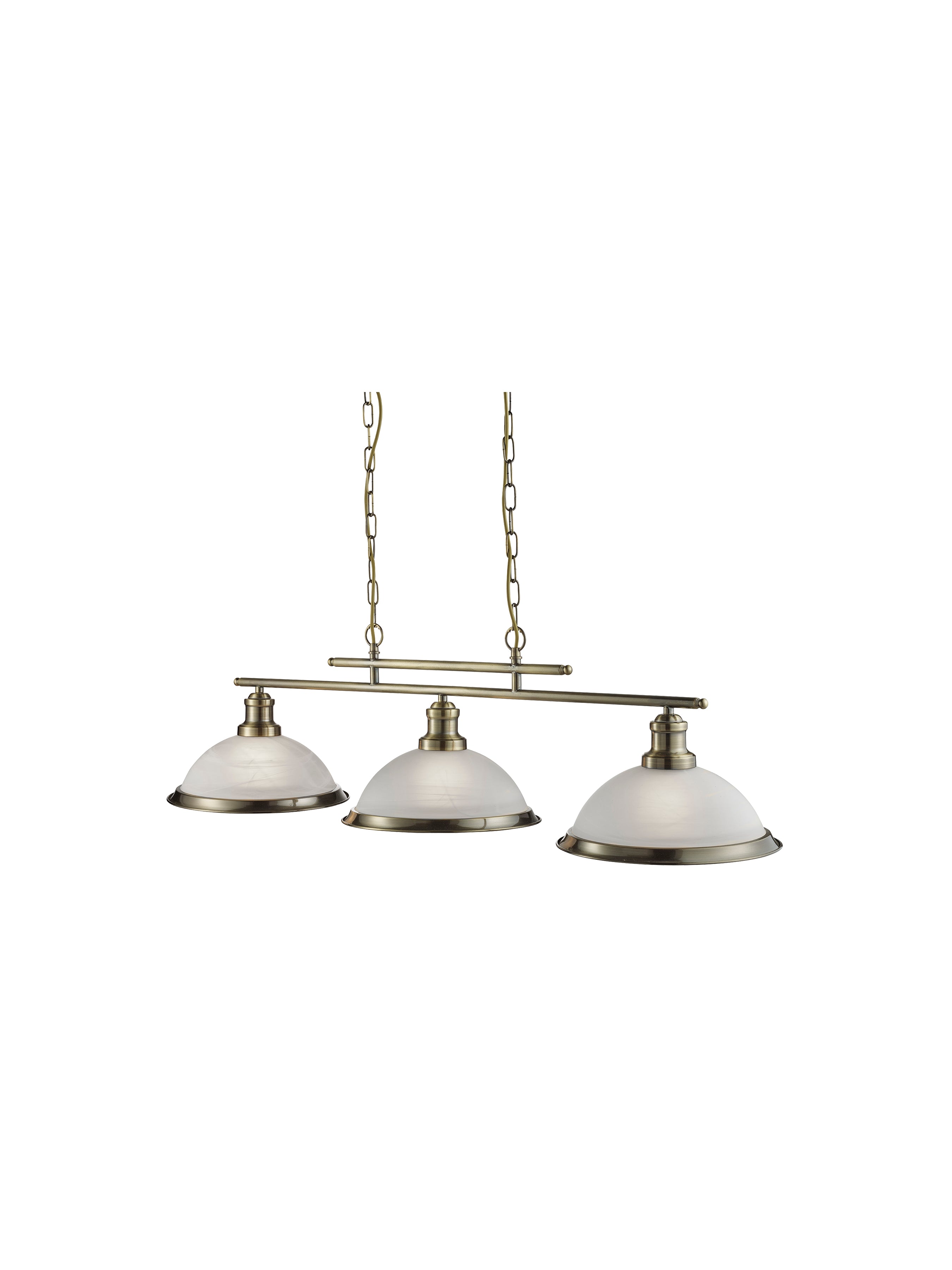 Searchlight Beech 3 Light Ceiling Bar - Antique Brass & Marble Glass