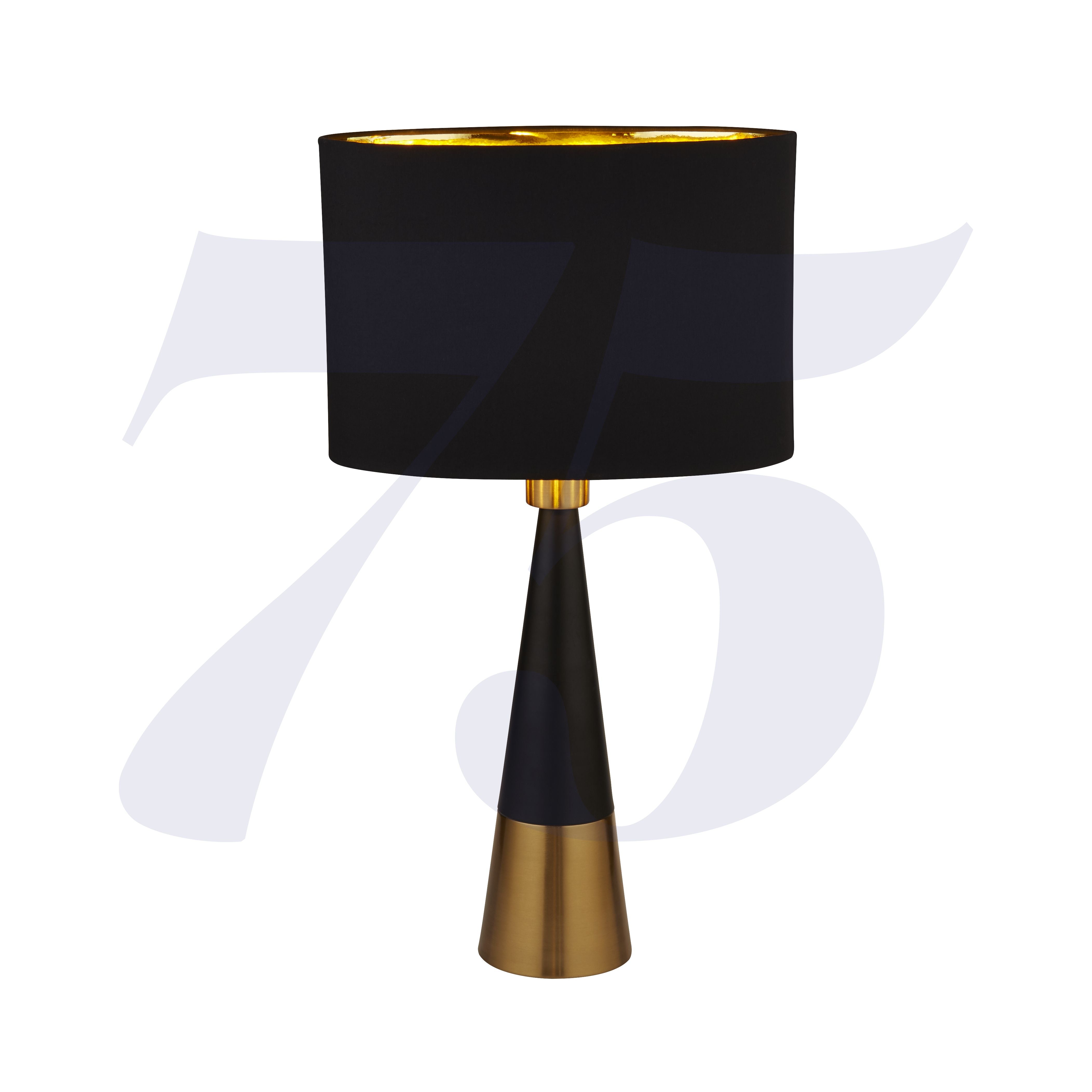 Searchlight Carly Table Lamp - Antique Copper, Black Shade & Gold Interior