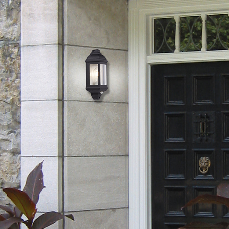 Searchlight Maddrel Outdoor Wall Light - Black & Glass - IP44