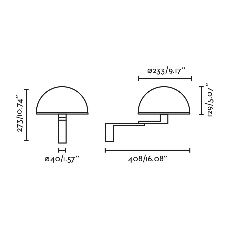Faro DOME Wall Lamp & Adjustable Arm - Satin Black & Gloss White
