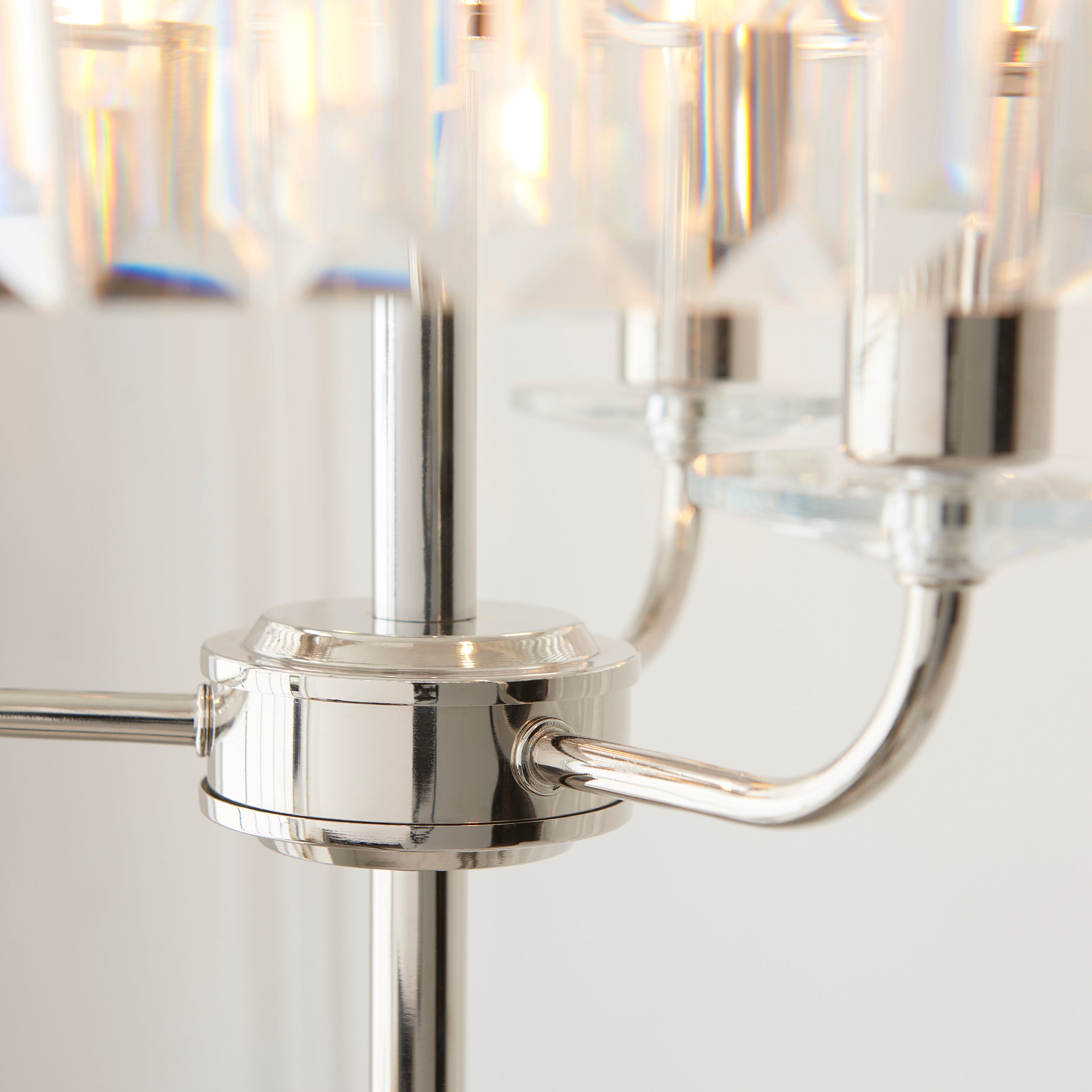 Utopia Martini 3 Light Floor Lamp - Bright Nickel & Clear Cut Glass