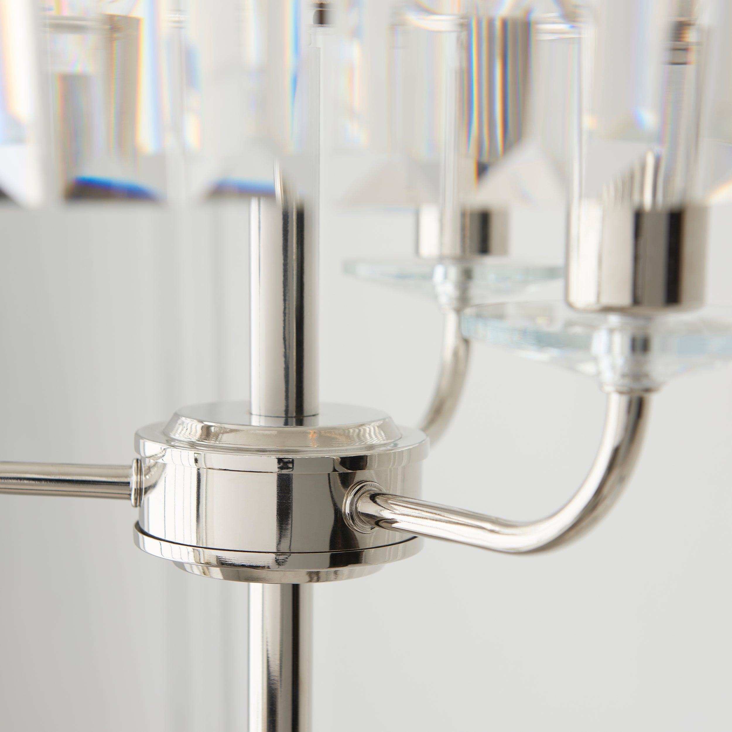 Utopia Martini 3 Light Floor Lamp - Bright Nickel & Clear Cut Glass