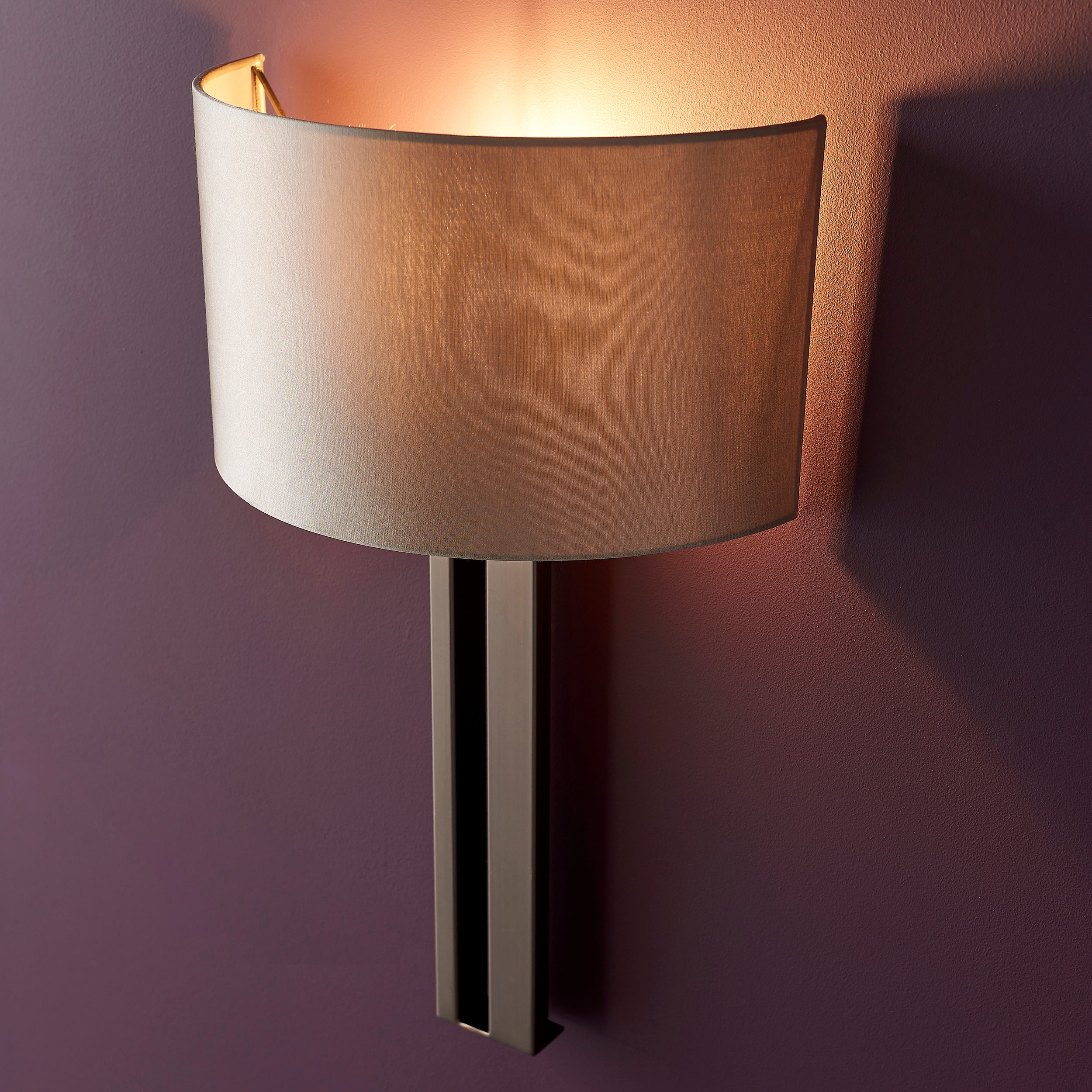 Utopia Groove Wall Light - Brushed Bronze With Mink Shade