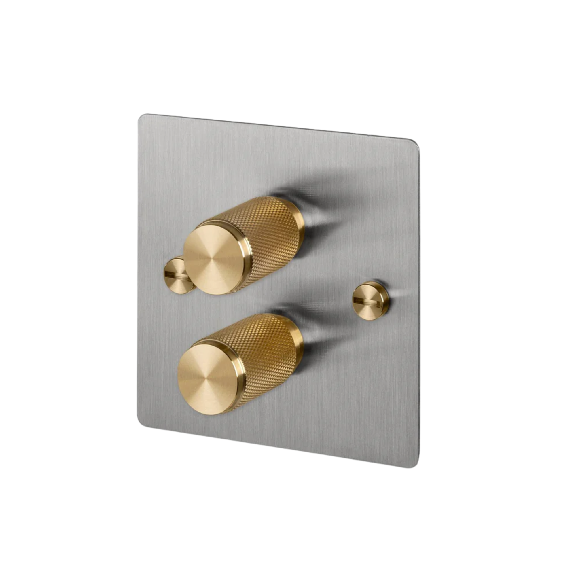 Buster + Punch 2G Dimmer Switch - Steel Back Plate & Cross Knurl Pattern