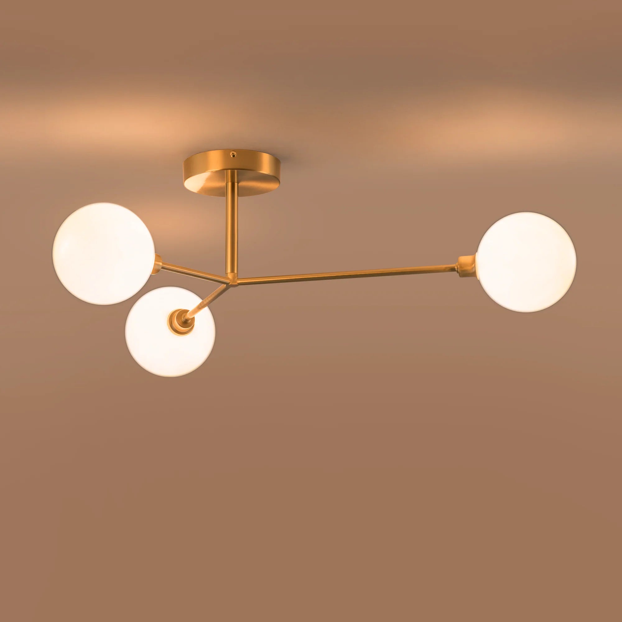 houseof. Flush 3 Light Ceiling Light - Brass