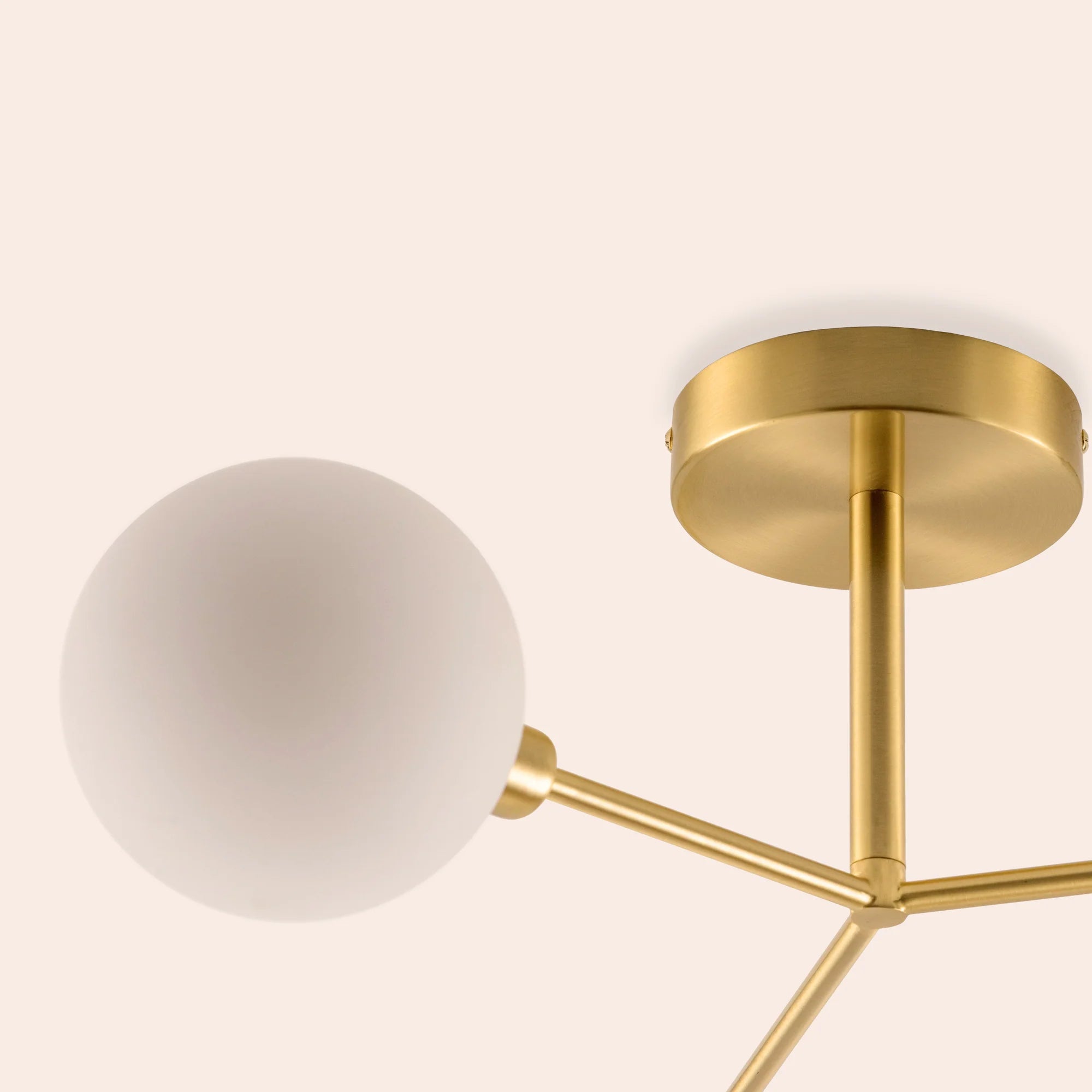 houseof. Flush 3 Light Ceiling Light - Brushed Brass