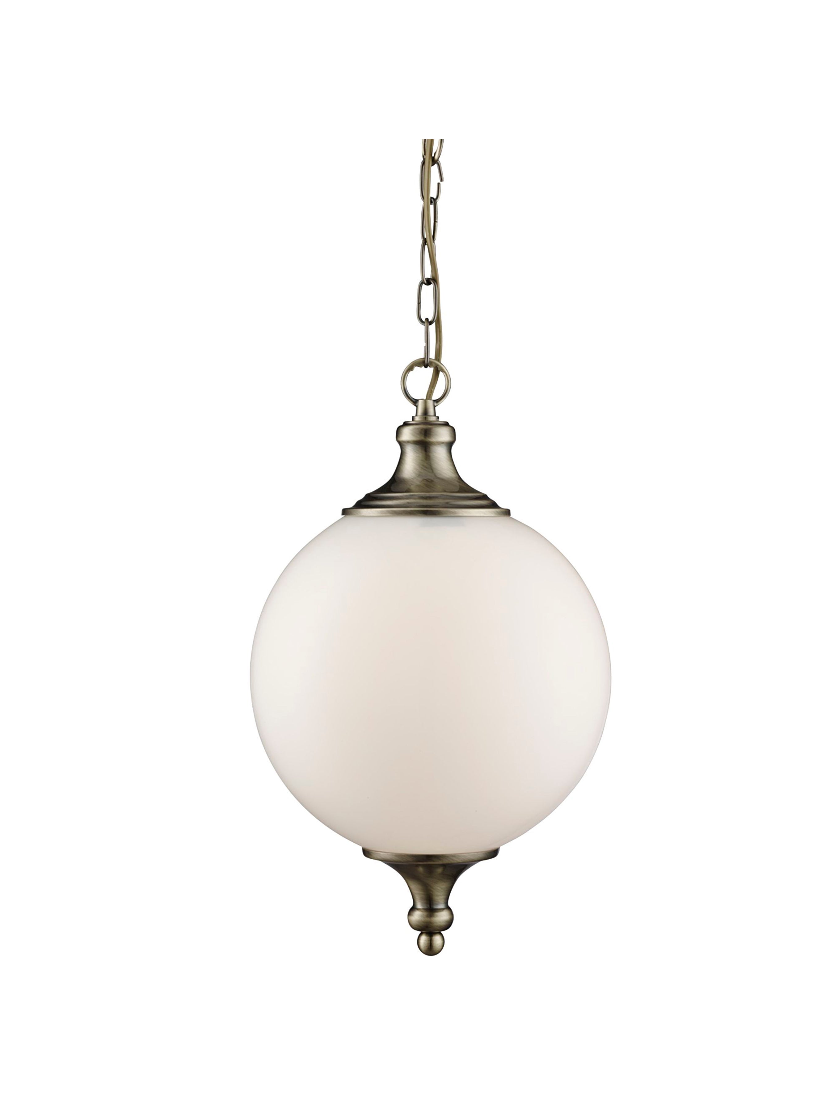 Searchlight Autumn - Single Pendant, Antique Brass, Opal Glass