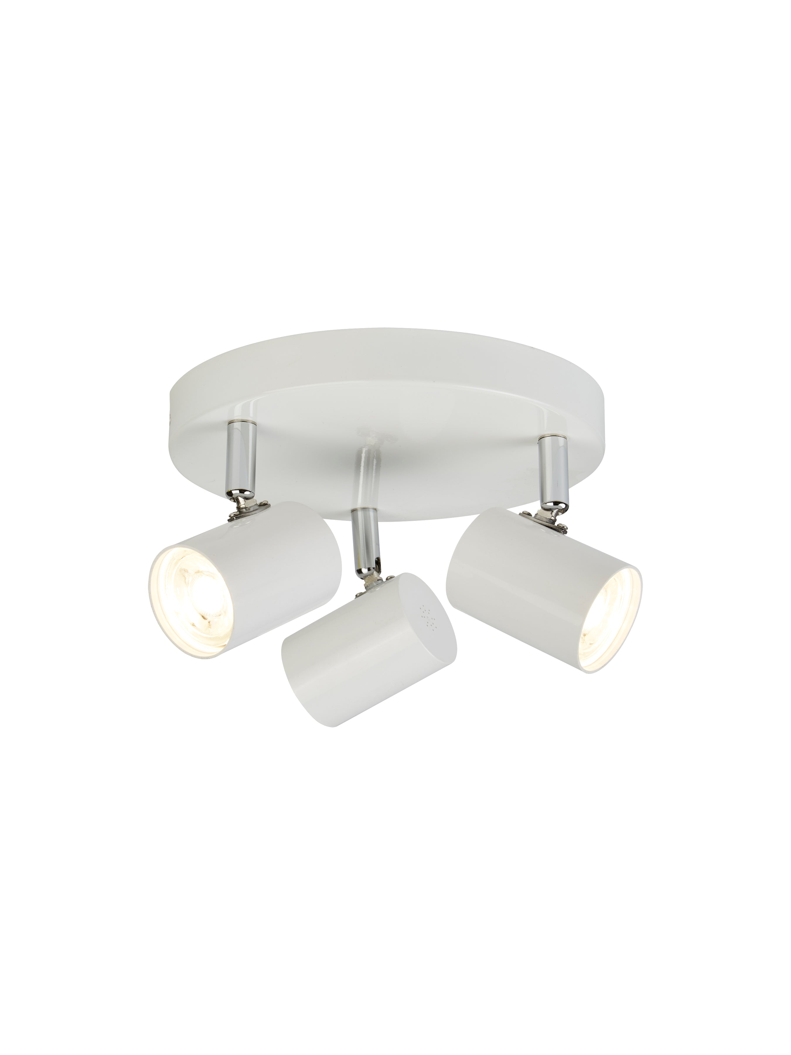 Searchlight Redfern 3 Light Cylinder Head Spot Plate, White & Chrome