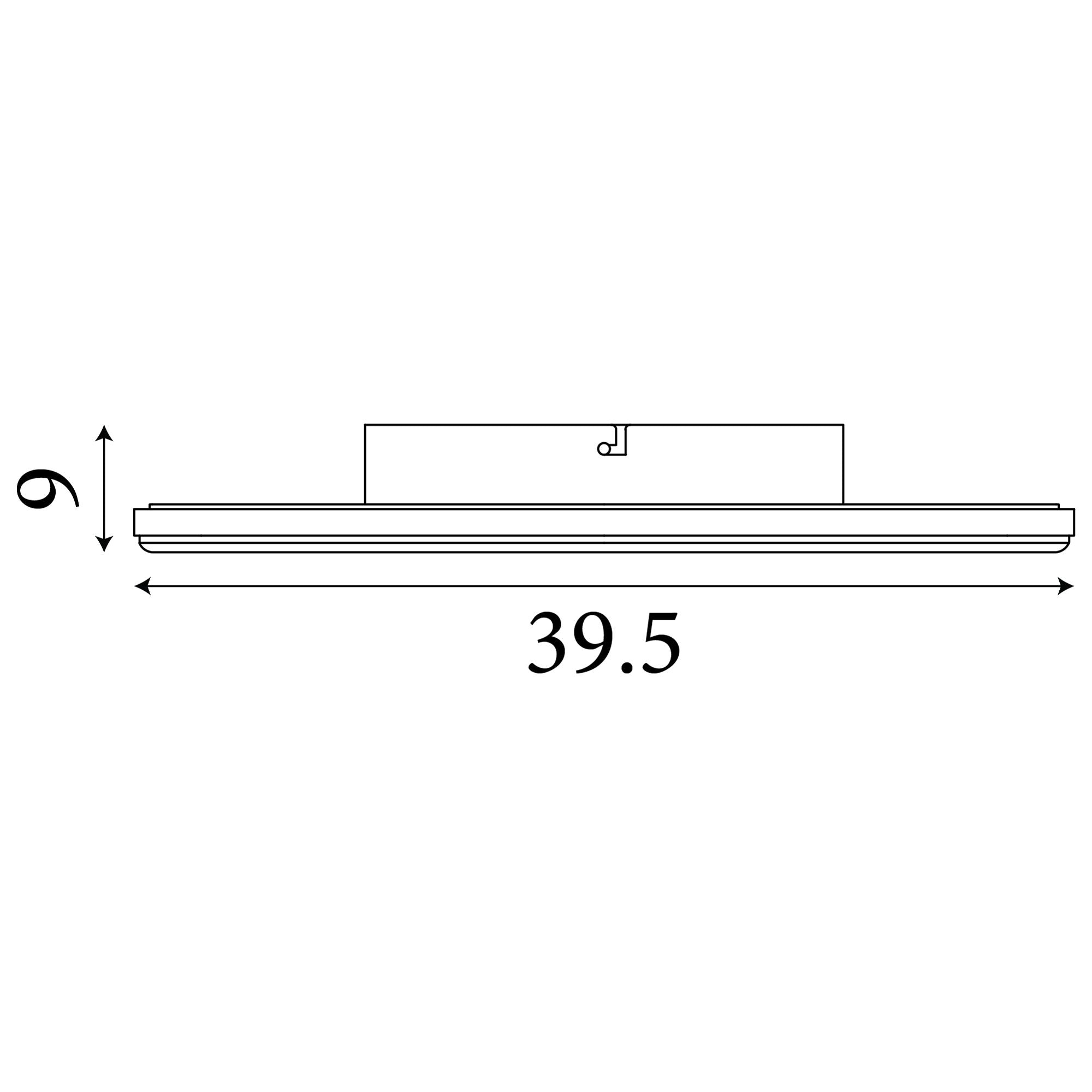 Technical drawing of the Searchlight Luna LED flush ceiling light showing 6cm height and 39.5cm diameter