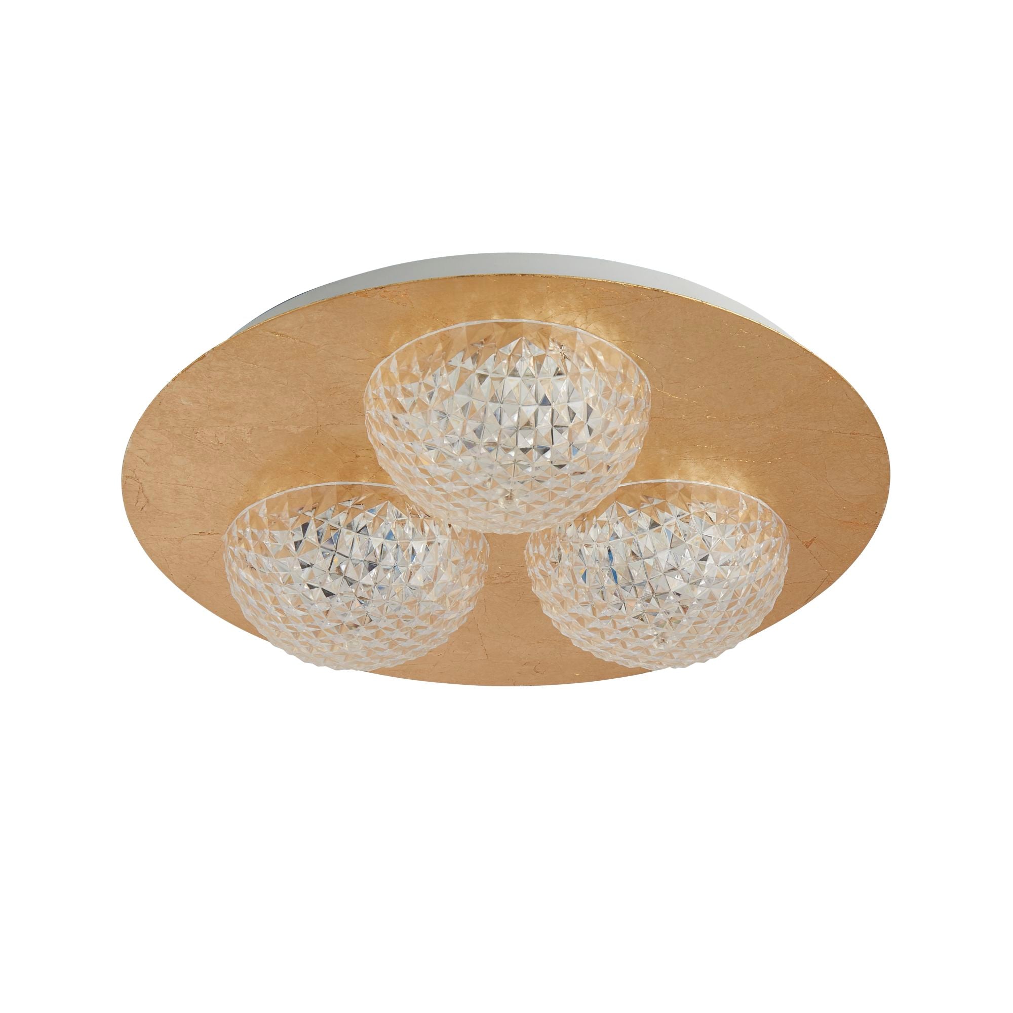 Searchlight Cambria LED 3 Light Flush - Gold Leaf & Clear Acrylic