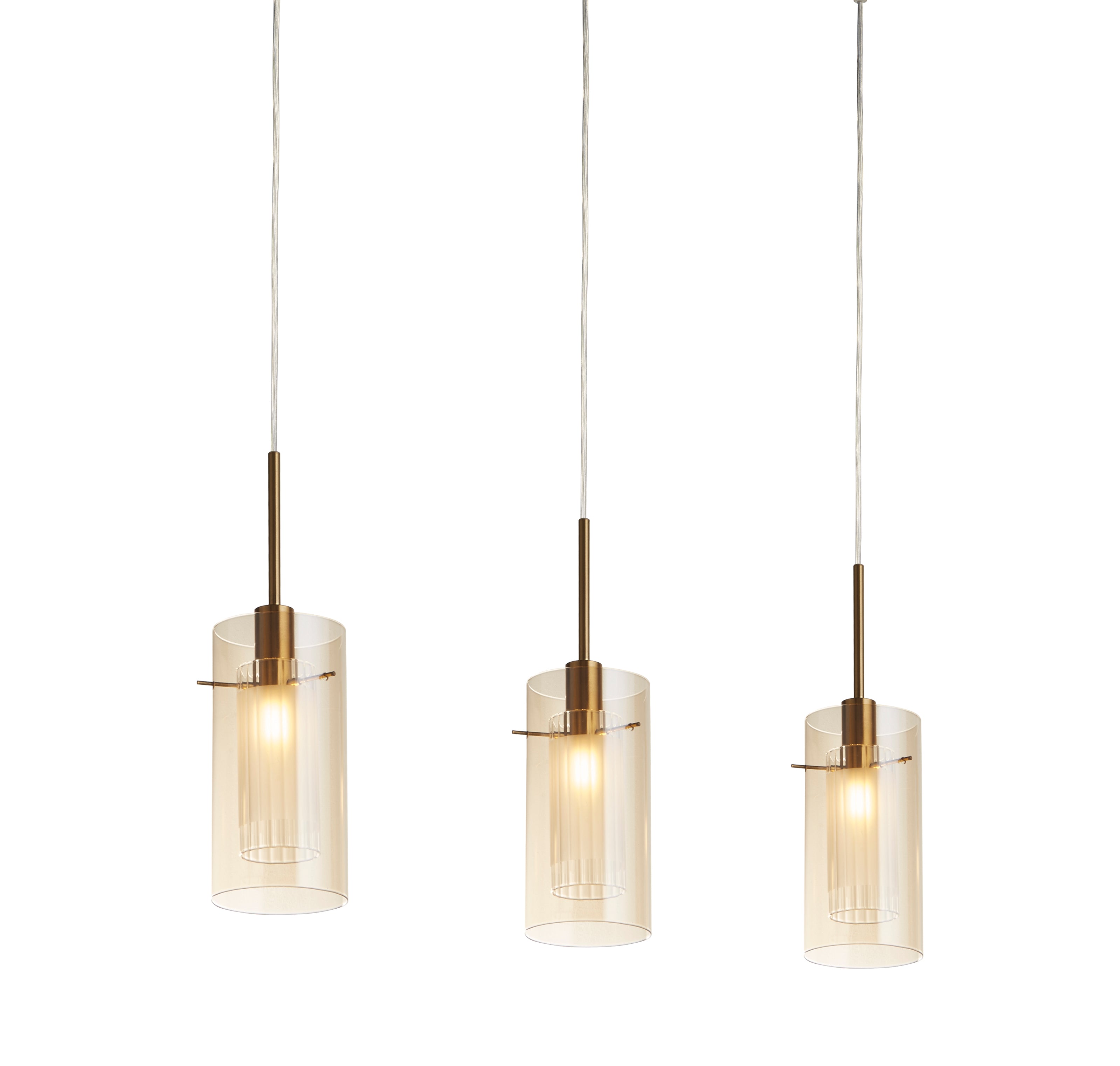 Searchlight Dawson III 3 Light Bar Pendant - Bronze Metal & Champagne Glass