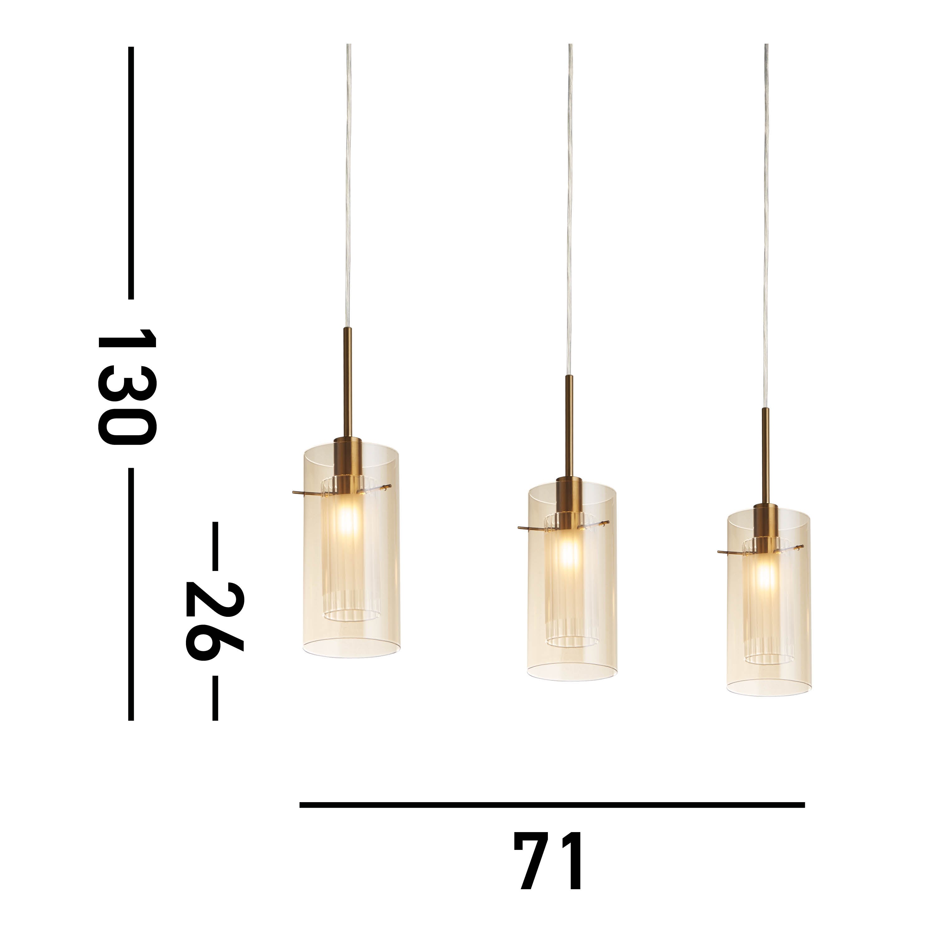 Searchlight Dawson III 3 Light Bar Pendant - Bronze Metal & Champagne Glass