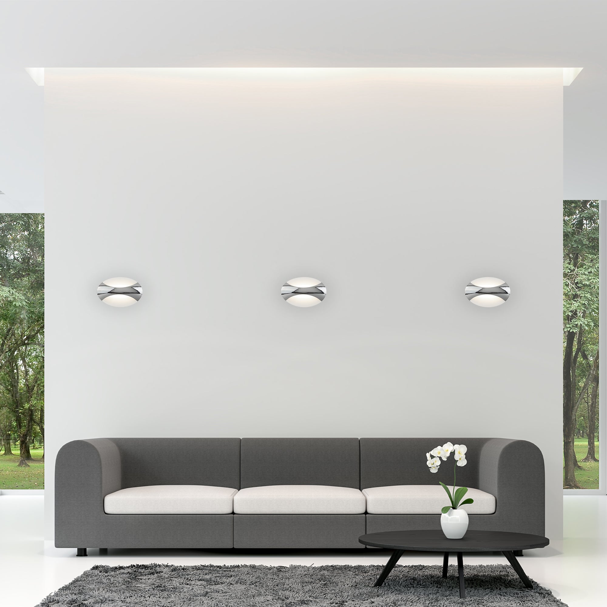 Searchlight Gerald LED Wall Light Oval - Chrome & Sand White