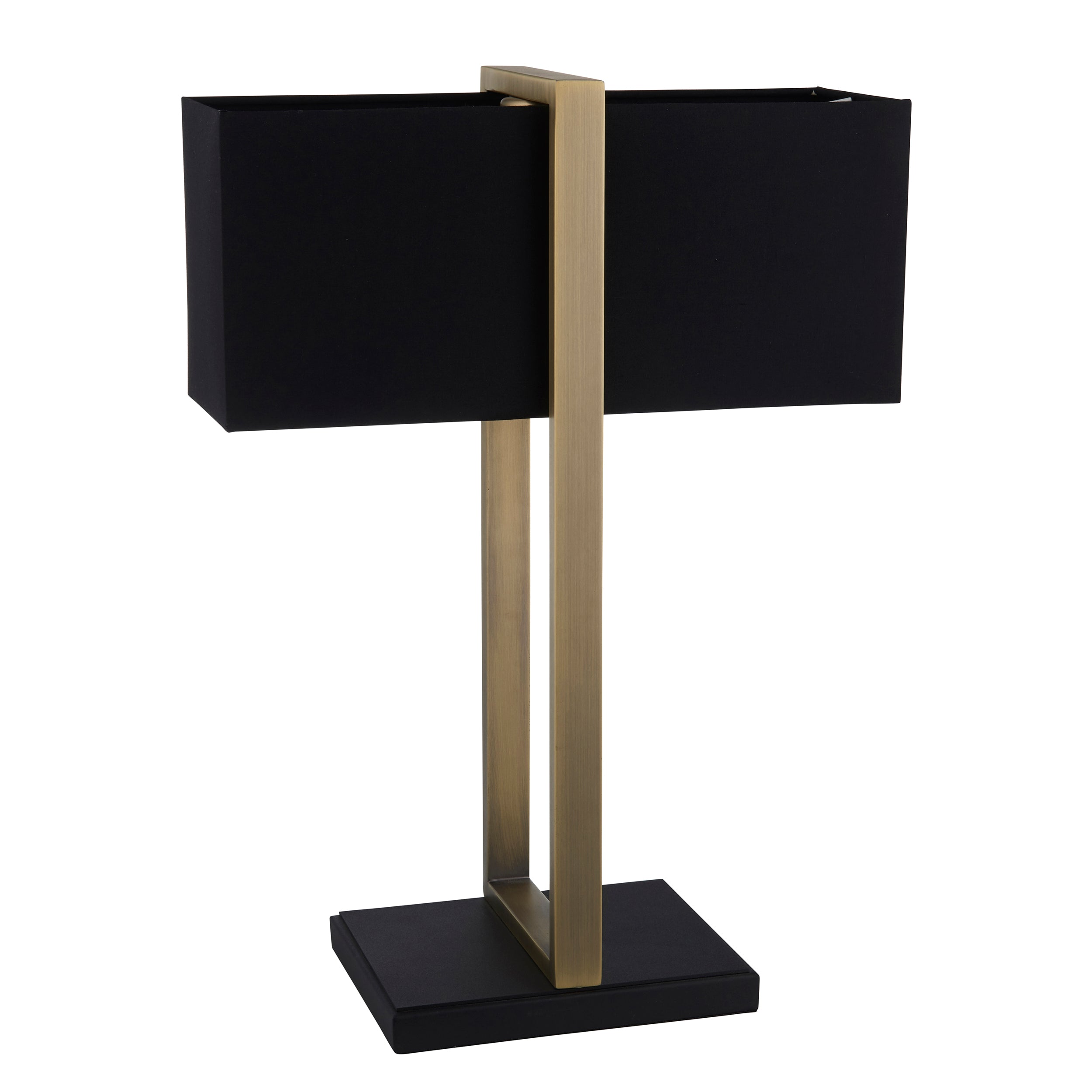Utopia Oblong Table Lamp -  Antique Brass And Black Shade