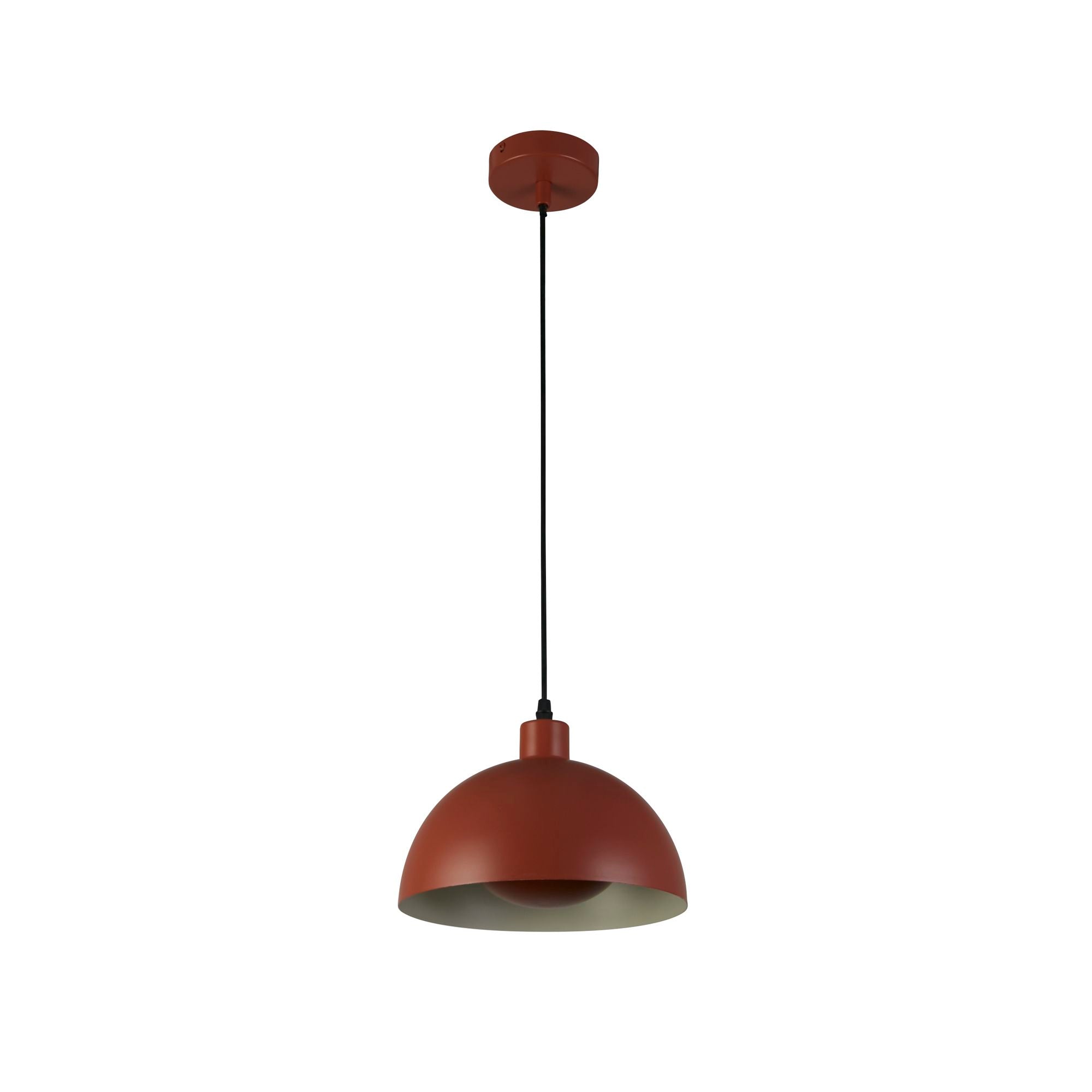 Searchlight Mars 1 Light Pendant - Burnt Orange Metal & Cream Inner 40cm - view 2
