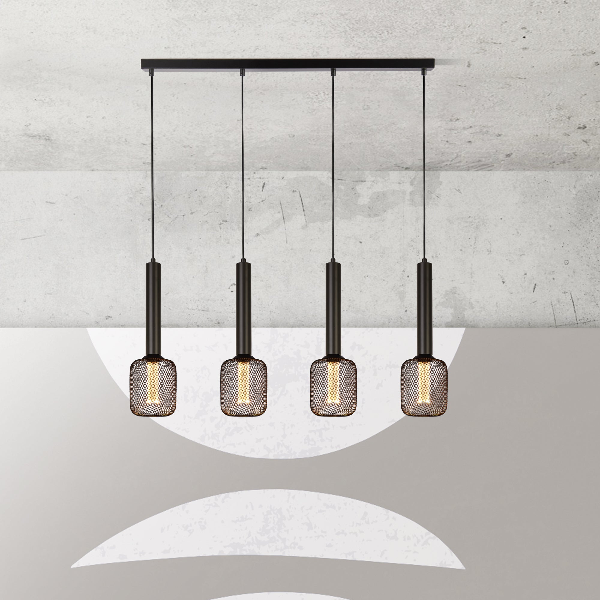 Searchlight Dawber 4 Light Bar Ceiling Pendant - Black