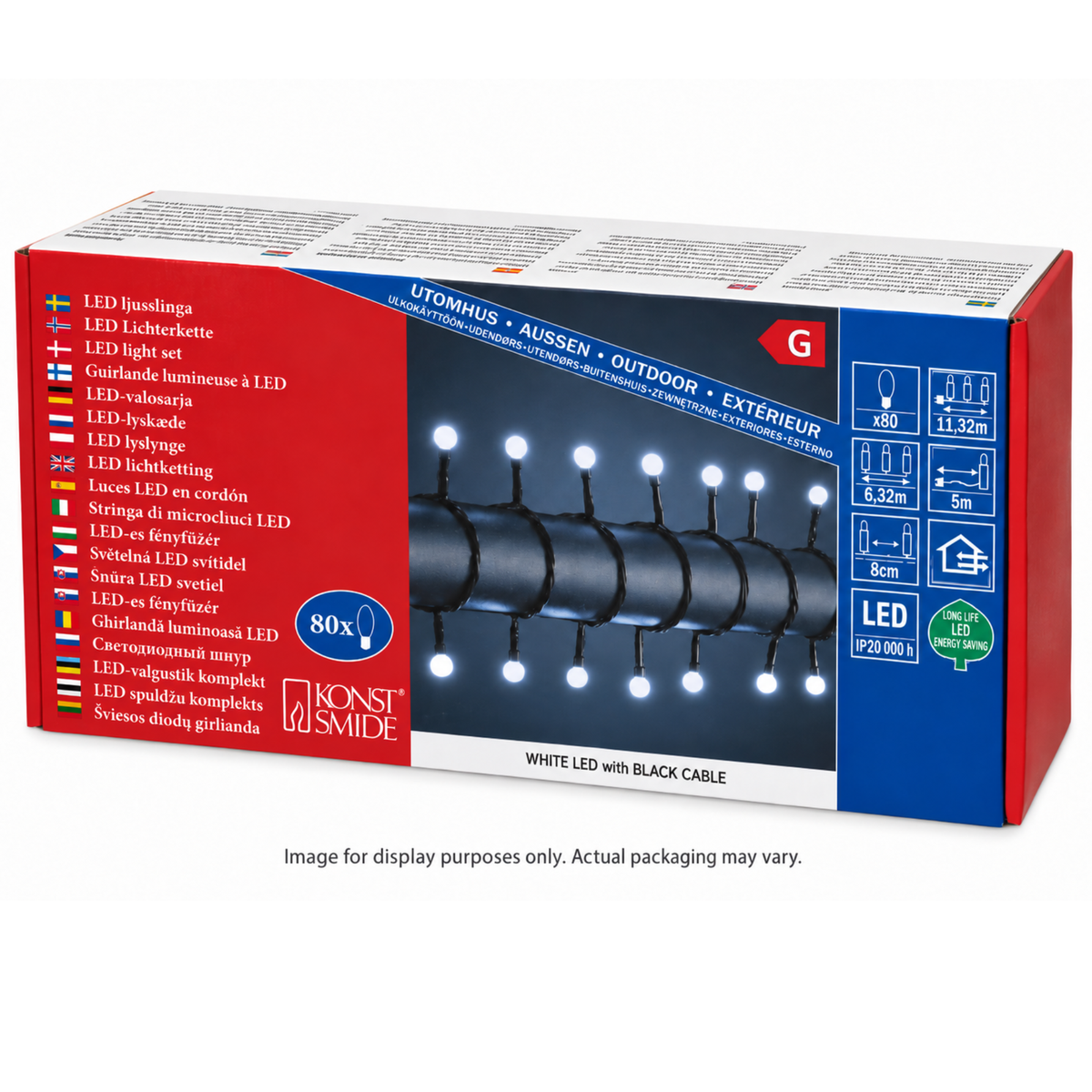 Konstsmide Christmas 6.32m Cherry Light Set - 80 LED - Cool White - Dimmable - Clearance