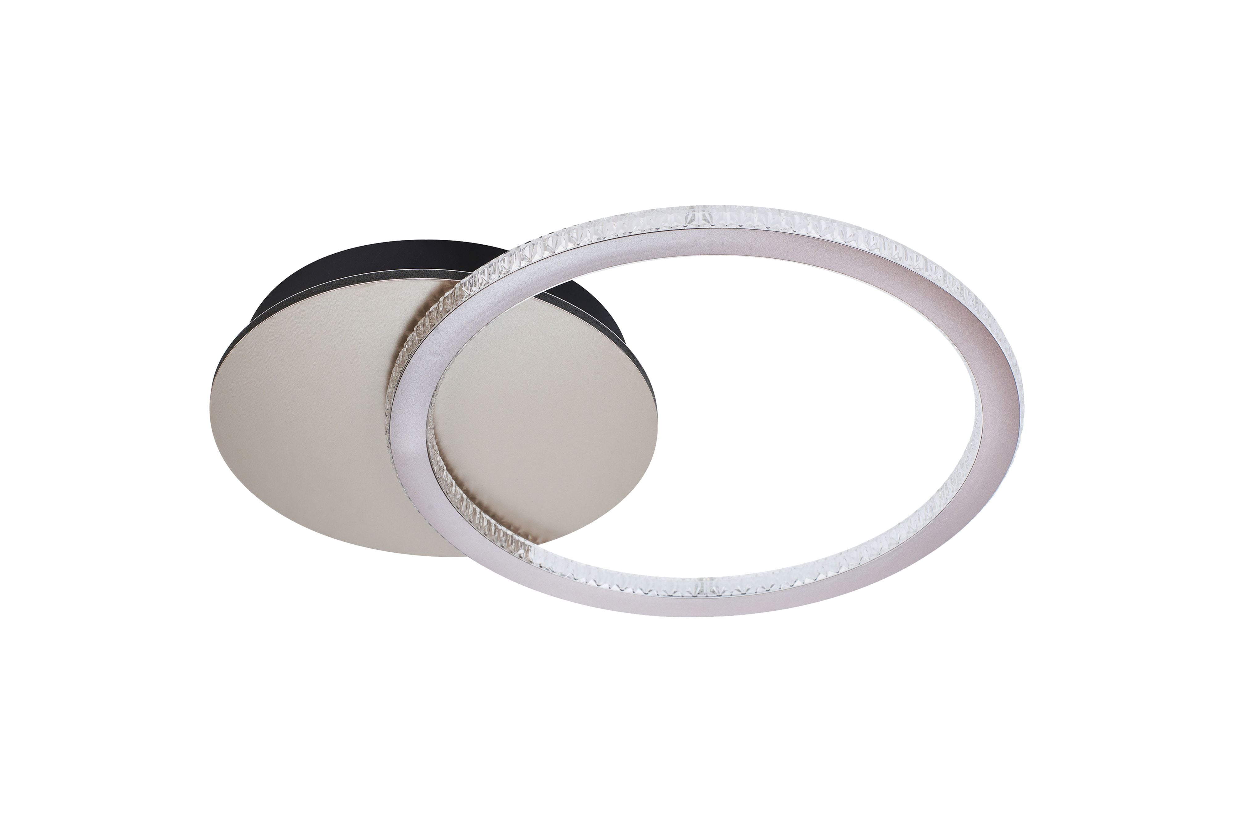 Searchlight Specs single ring LED flush light in champagne metal, alternate angled studio shot