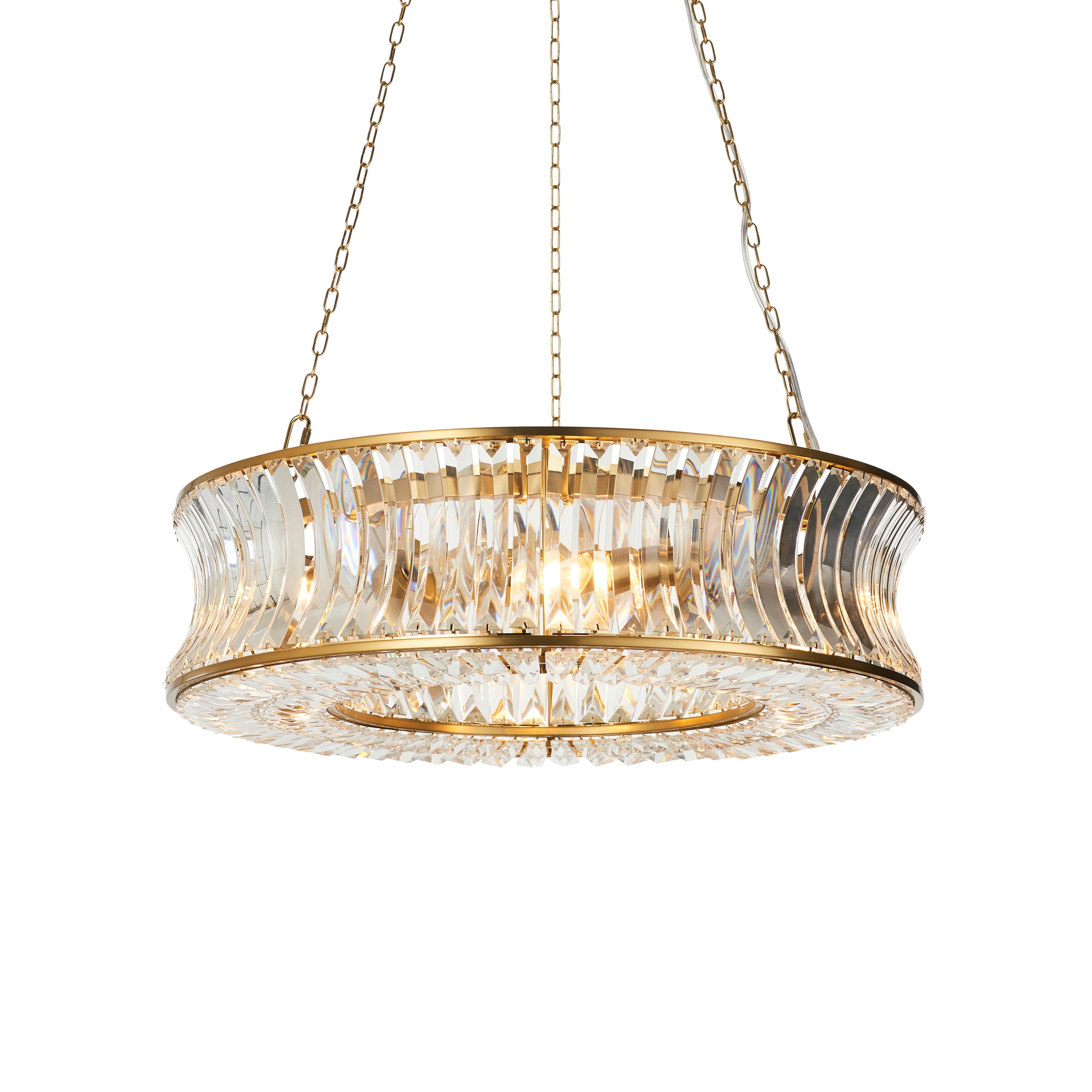 Utopia Bow 6 Light Pendant - Warm Brass Plate with Crystal & Clear Glass