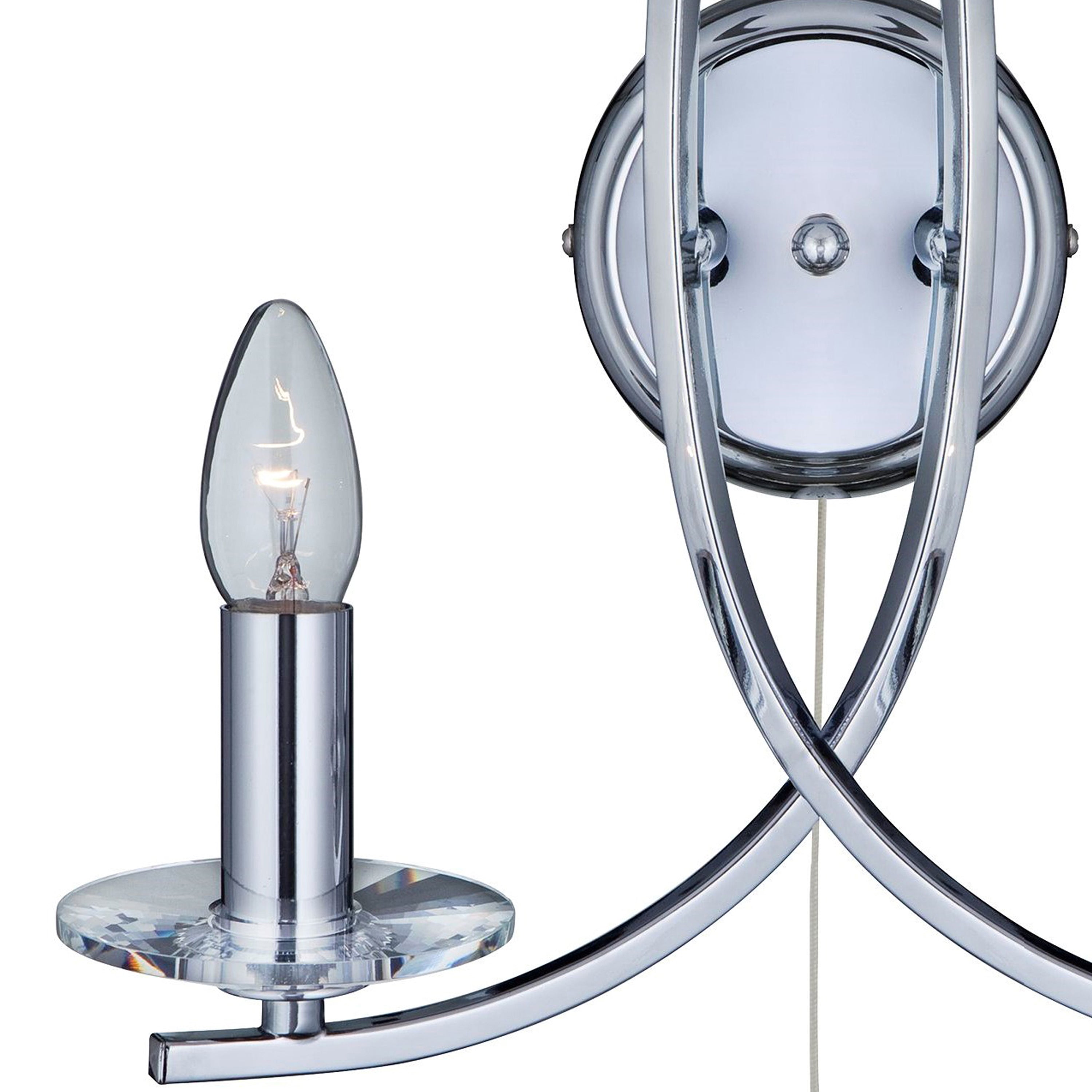 Searchlight Archer Chrome 2 Light Wall Bracket With Clear Glass Sconces