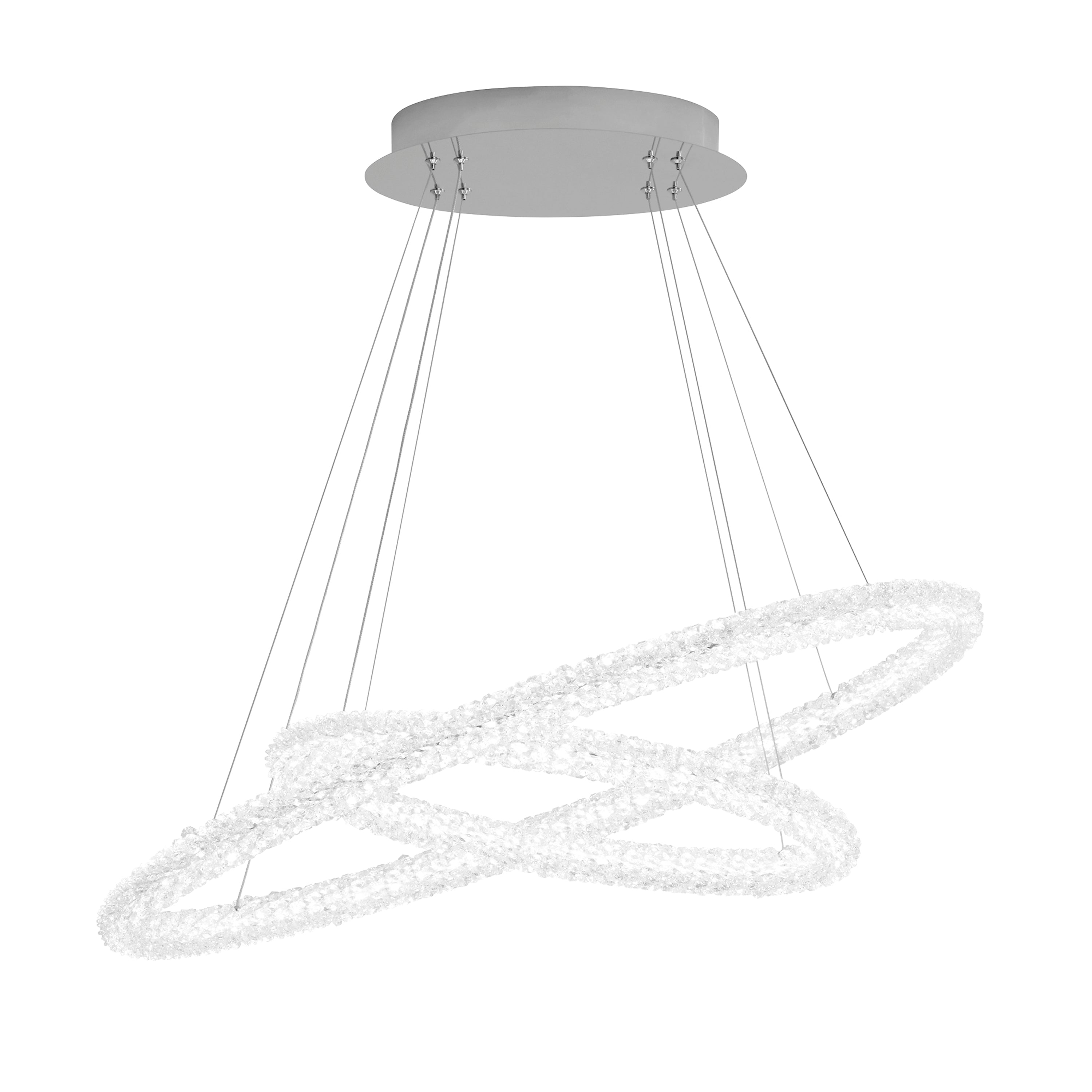 Searchlight Cirque LED 2 Oval Ring Ceiling Pendant, Chrome, Clear Crystal