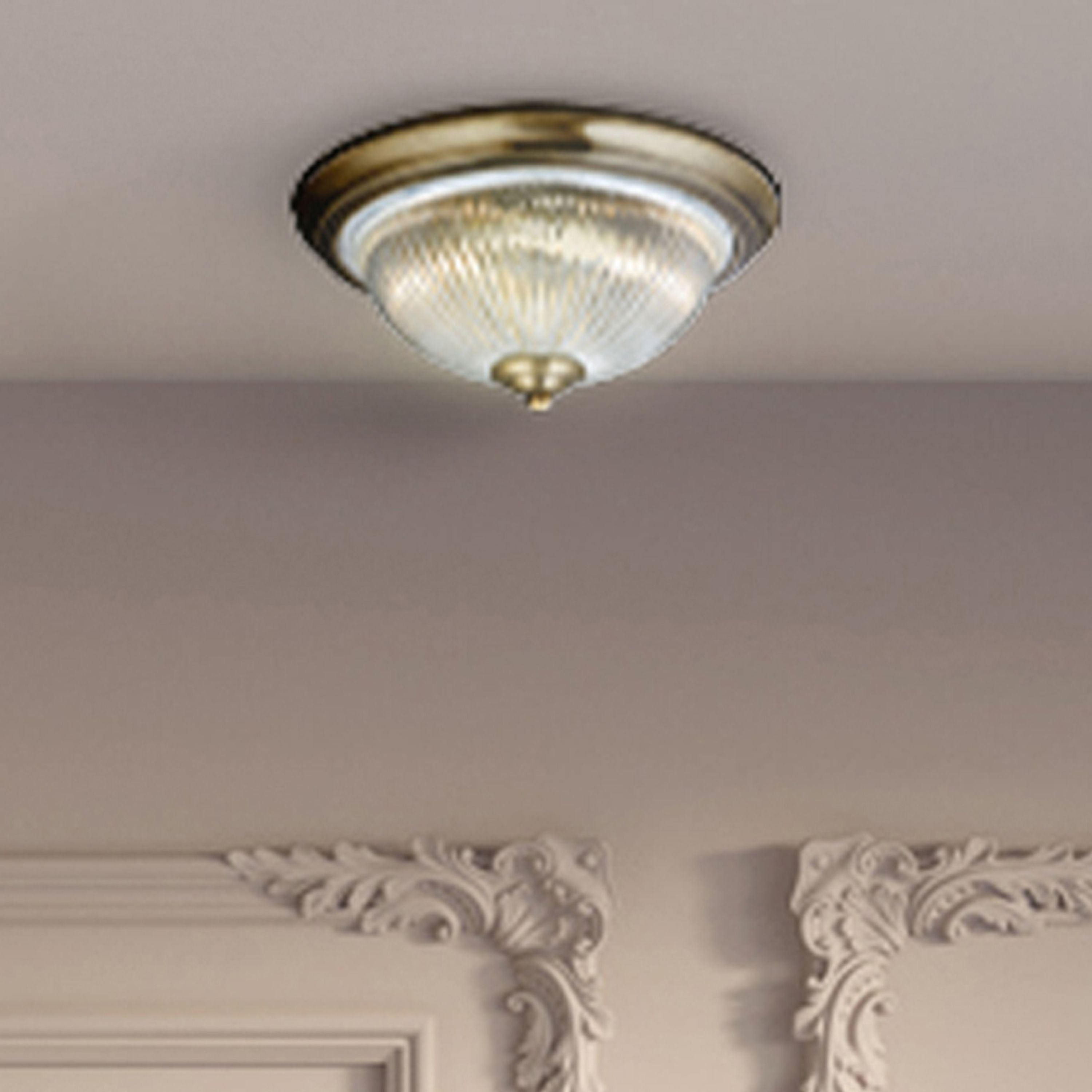 Searchlight American Diner Flush ceiling light fitted to a pink toned ceiling above an ornate picture frame