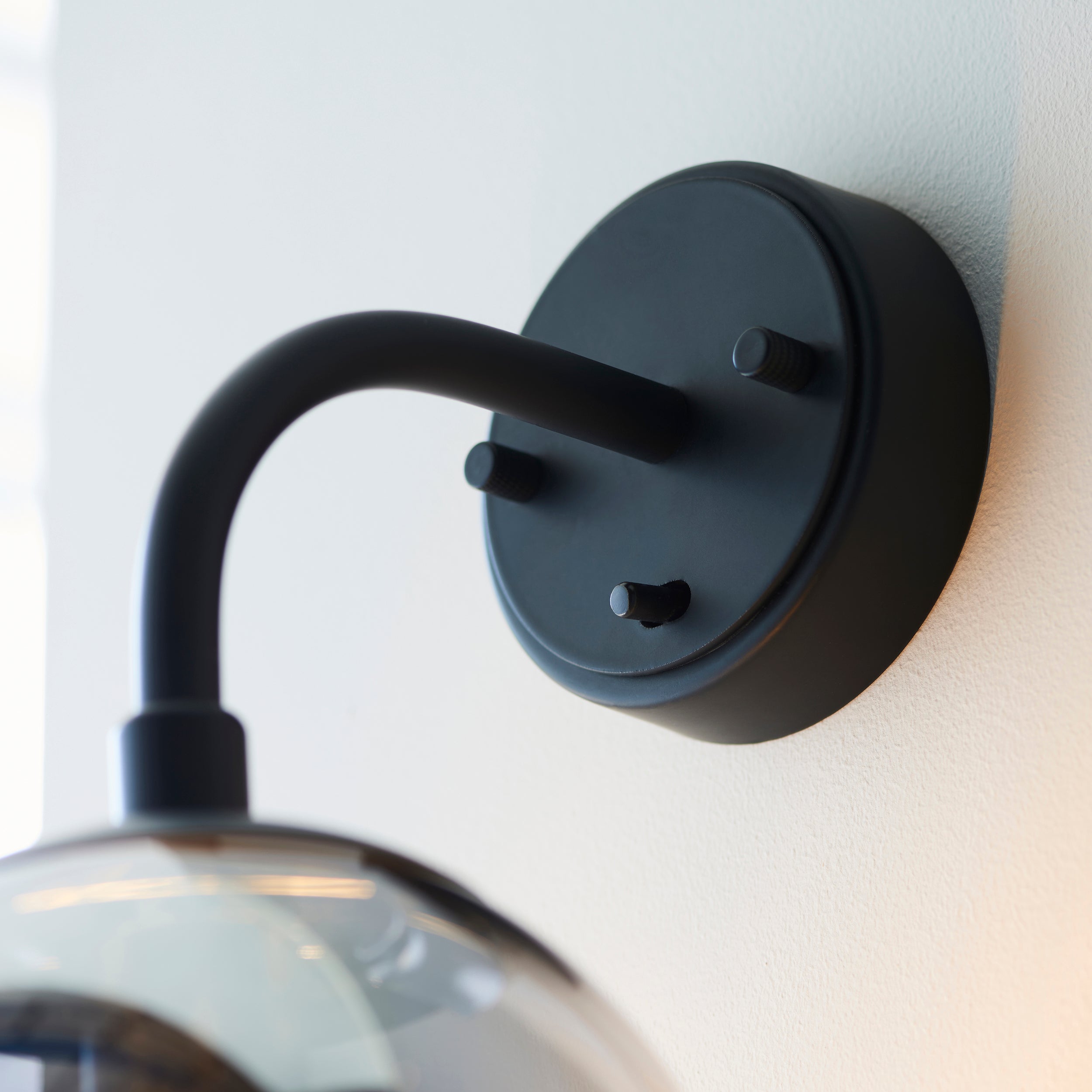 Utopia Sphere Single Wall Light - Matt Black & Smoked Mirror Glass