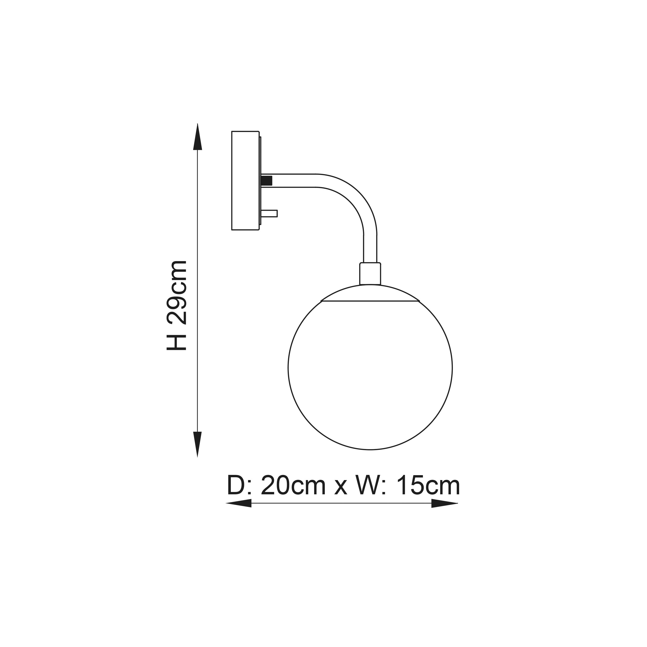Utopia Sphere Single Wall Light - Matt Black & Smoked Mirror Glass