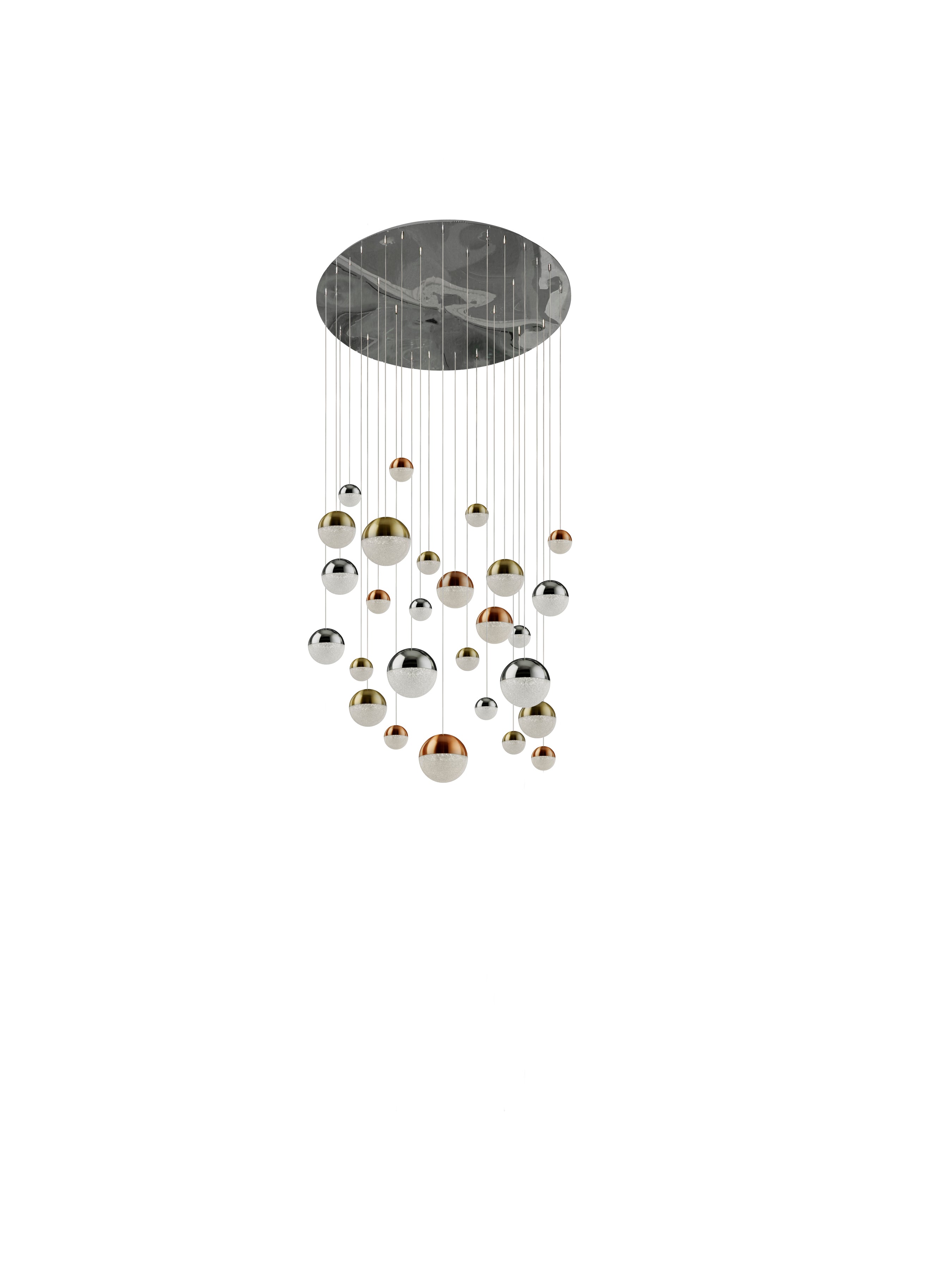 Searchlight Percy 27 Light Multi-Drop Pendant - Copper, Chrome & Satin Brass