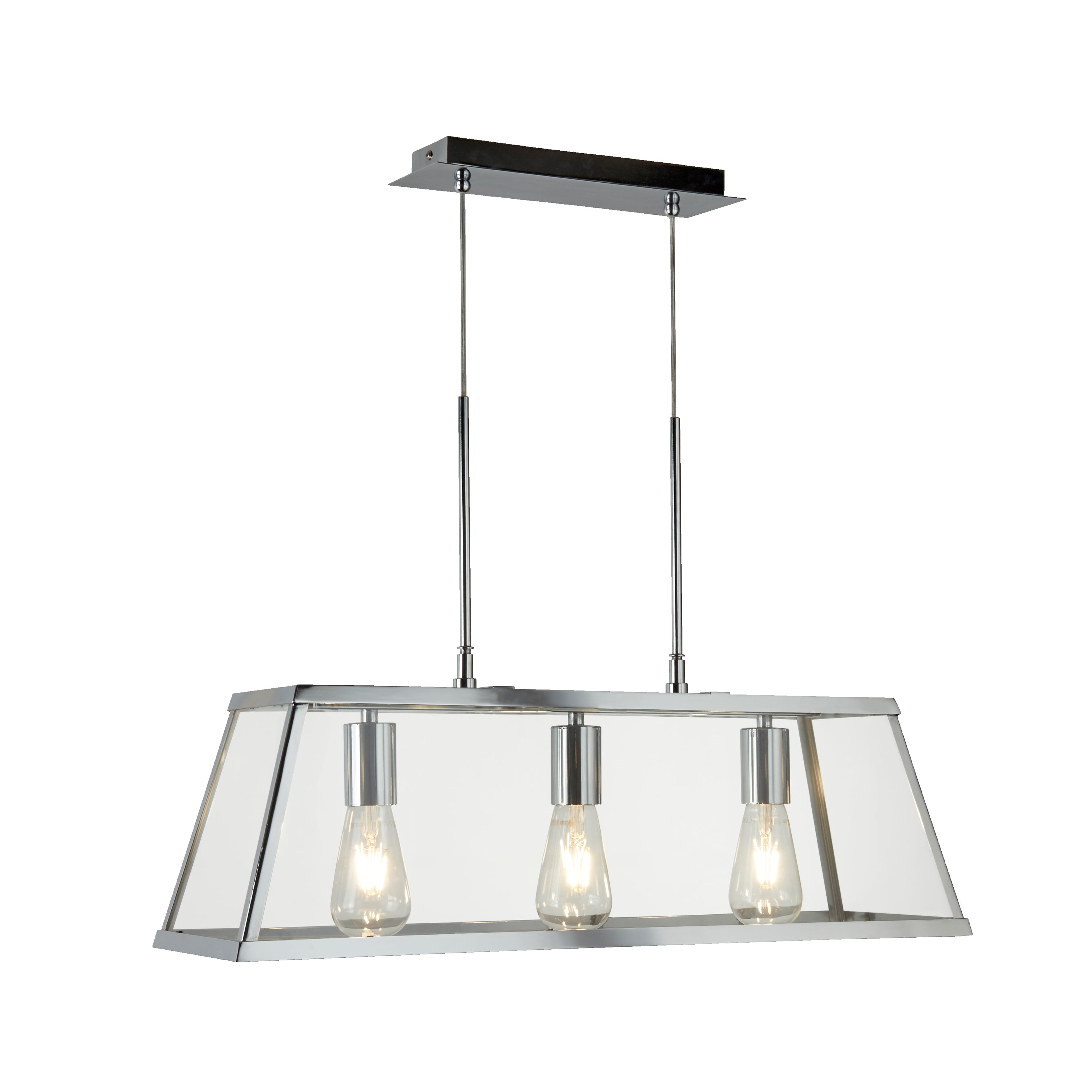 Searchlight Vane 3 Light Lantern Bar, Chrome, Glass