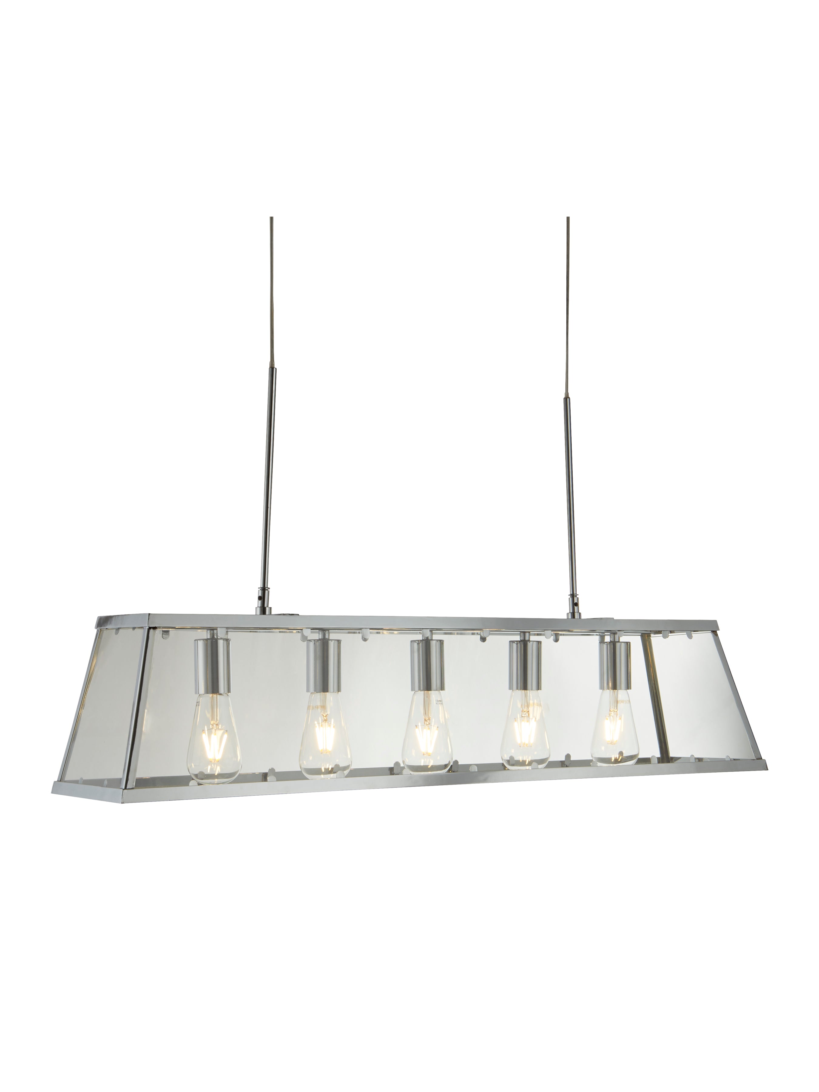 Searchlight Vane 5 Light Lantern Bar, Chrome, Glass
