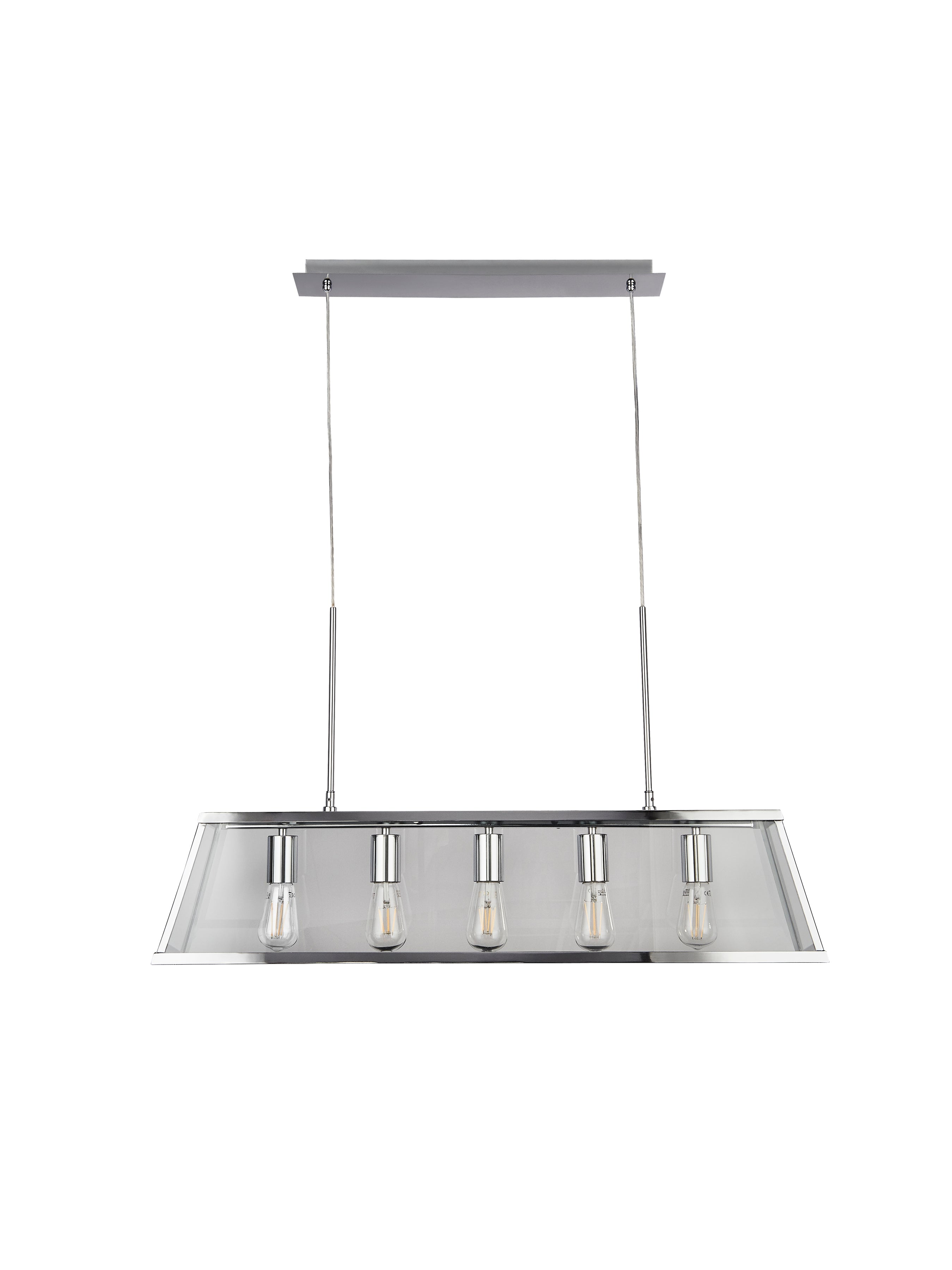 Searchlight Vane 5 Light Lantern Bar, Chrome, Glass