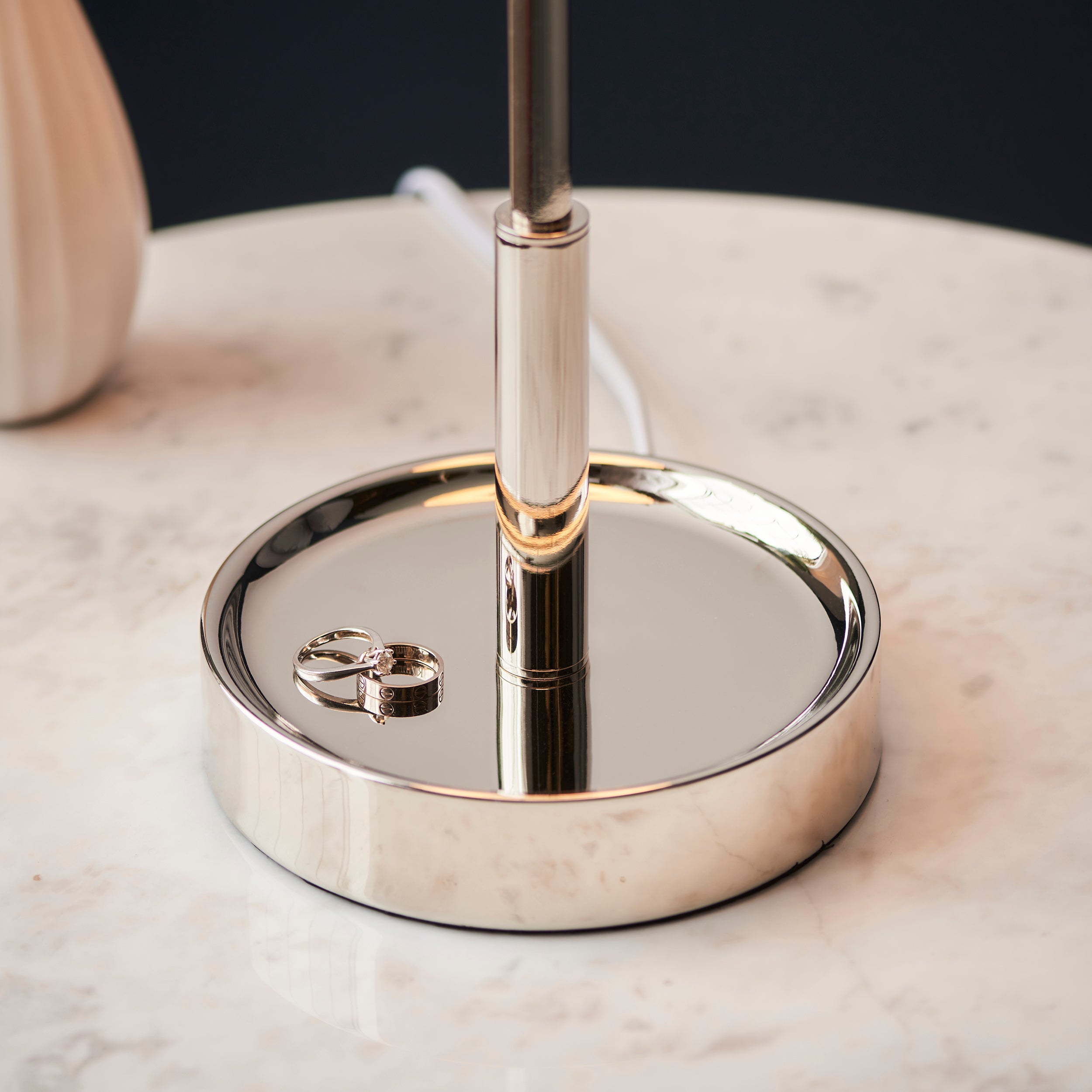 Utopia Eton Vanity Table Lamp - Bright Nickel & Vintage White Tapered Shade