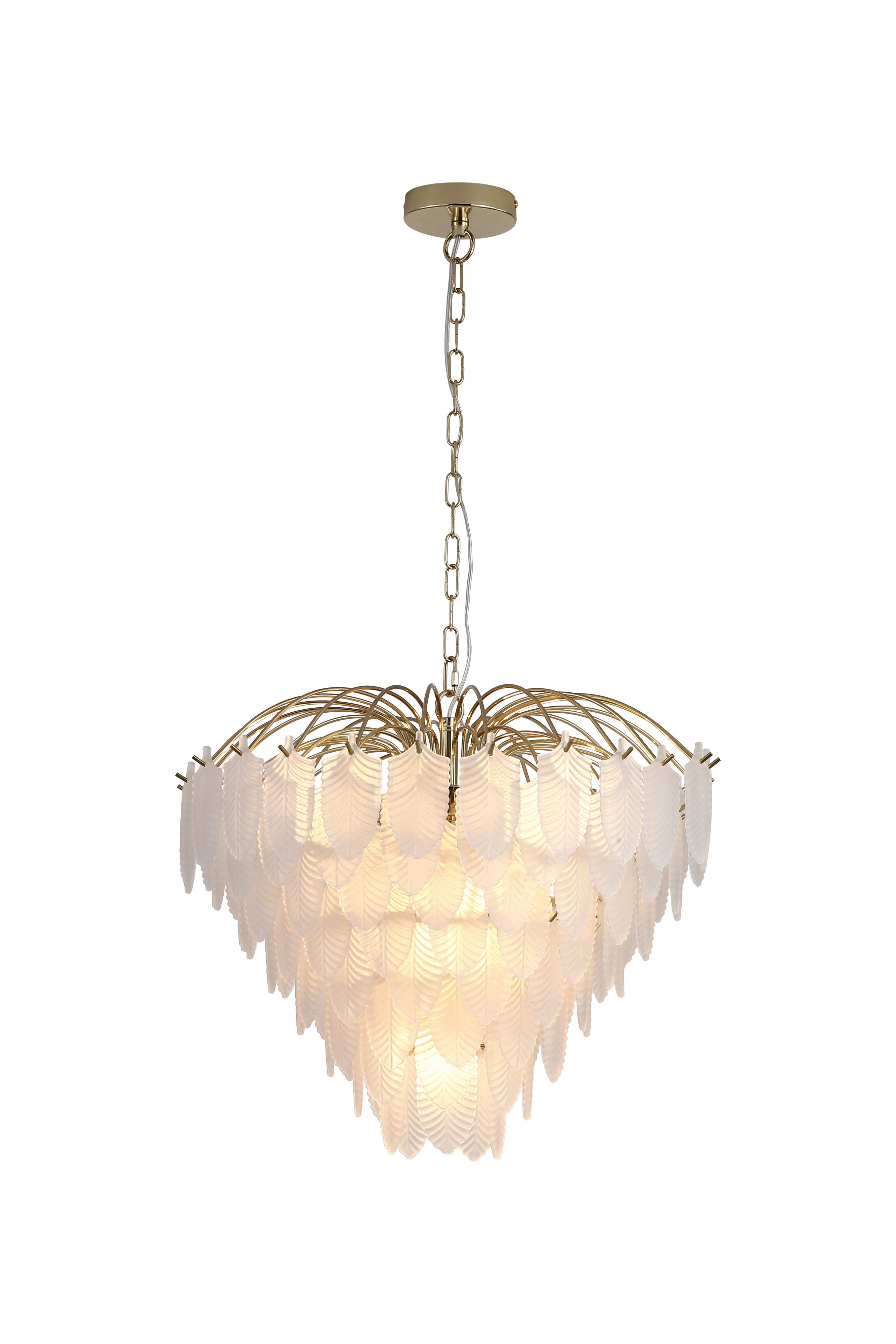 Searchlight Feather 6 Light Pendant - Polished Brass