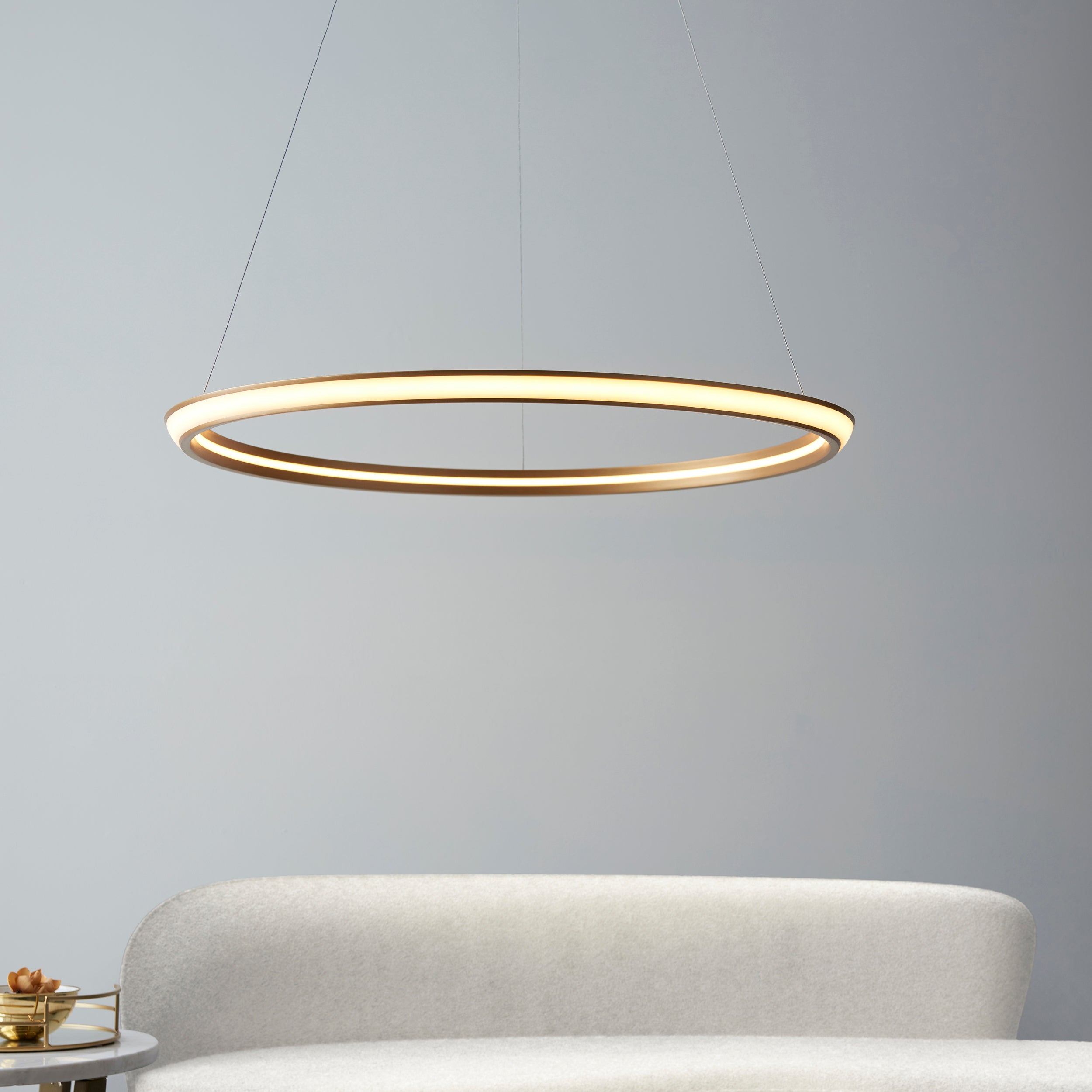 Utopia Circle LED Ring Pendant - Satin Gold