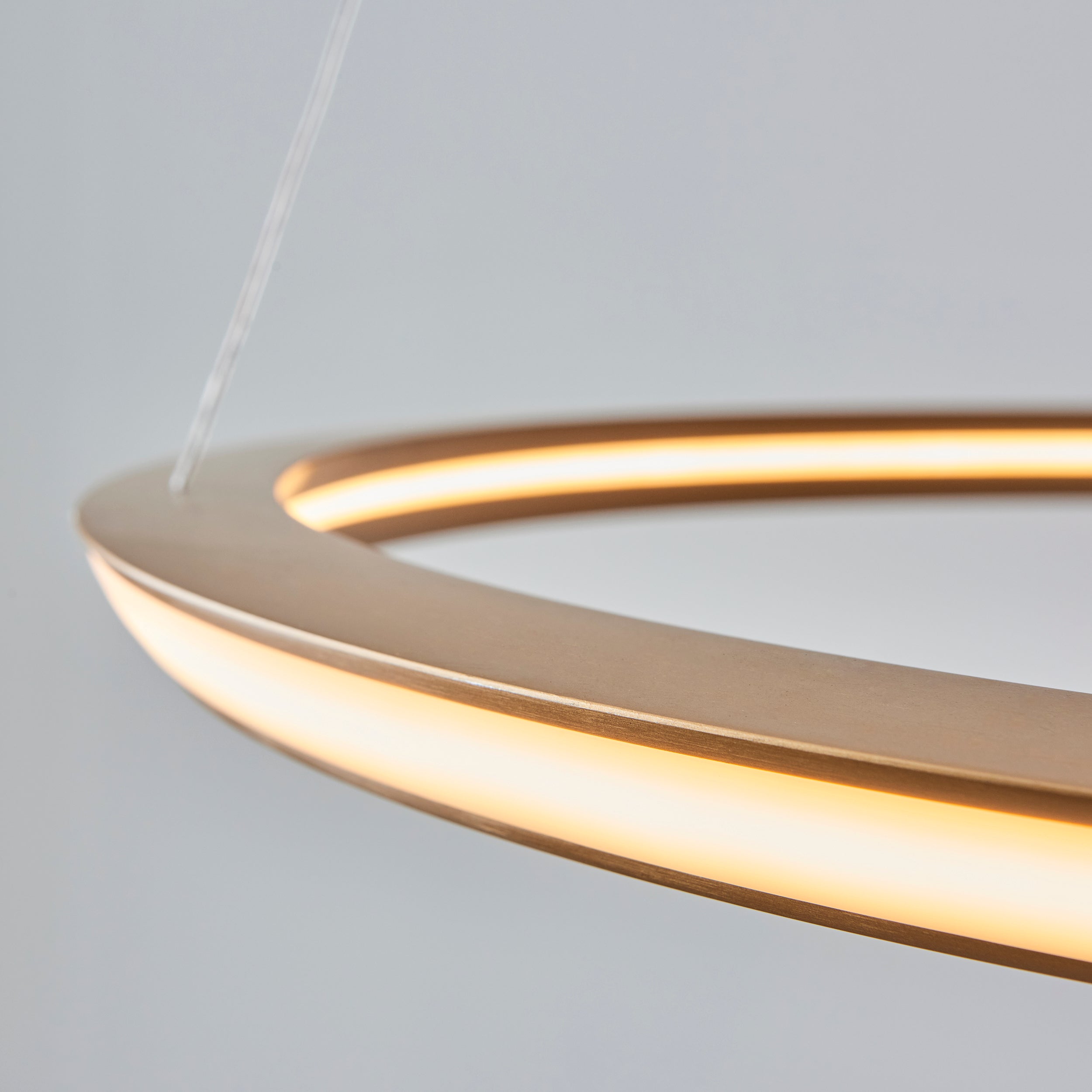 Utopia Circle LED Ring Pendant - Satin Gold