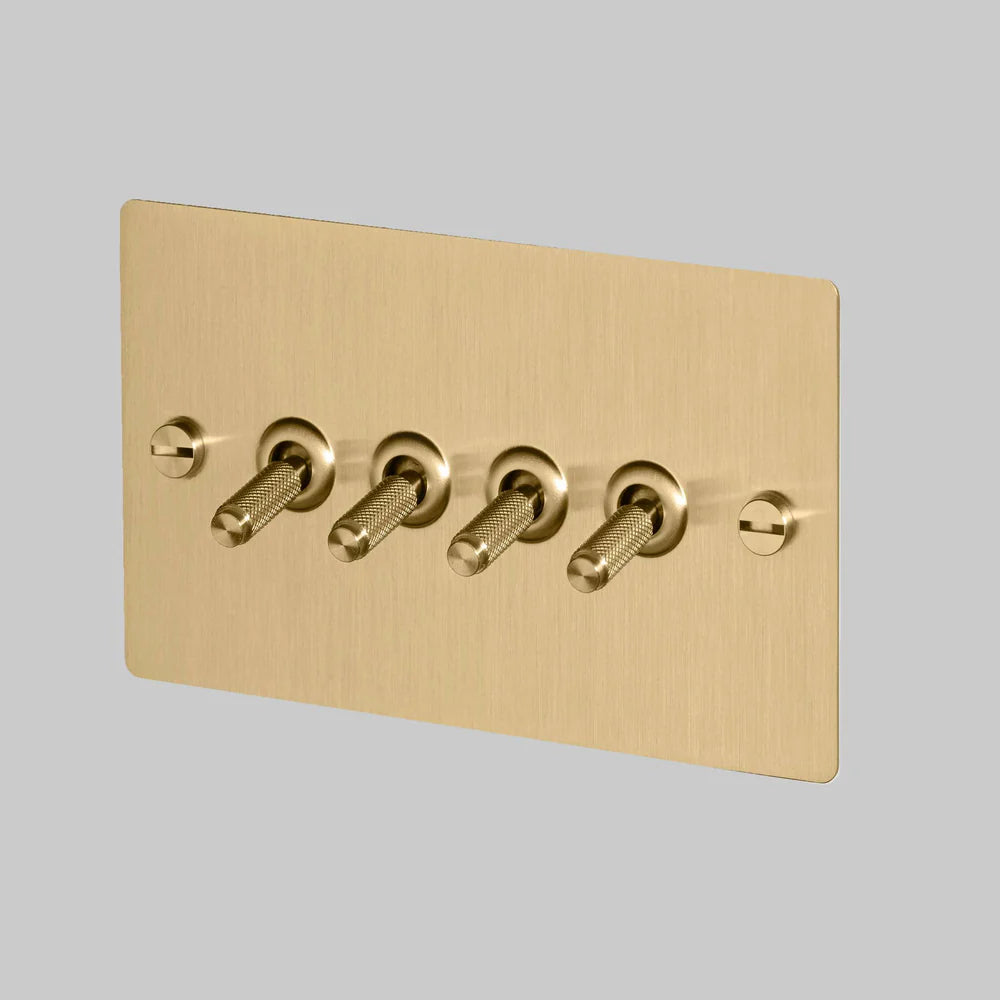 Buster + Punch 4G Toggle Light Switch - Brass Back Plate & Cross Knurl Pattern