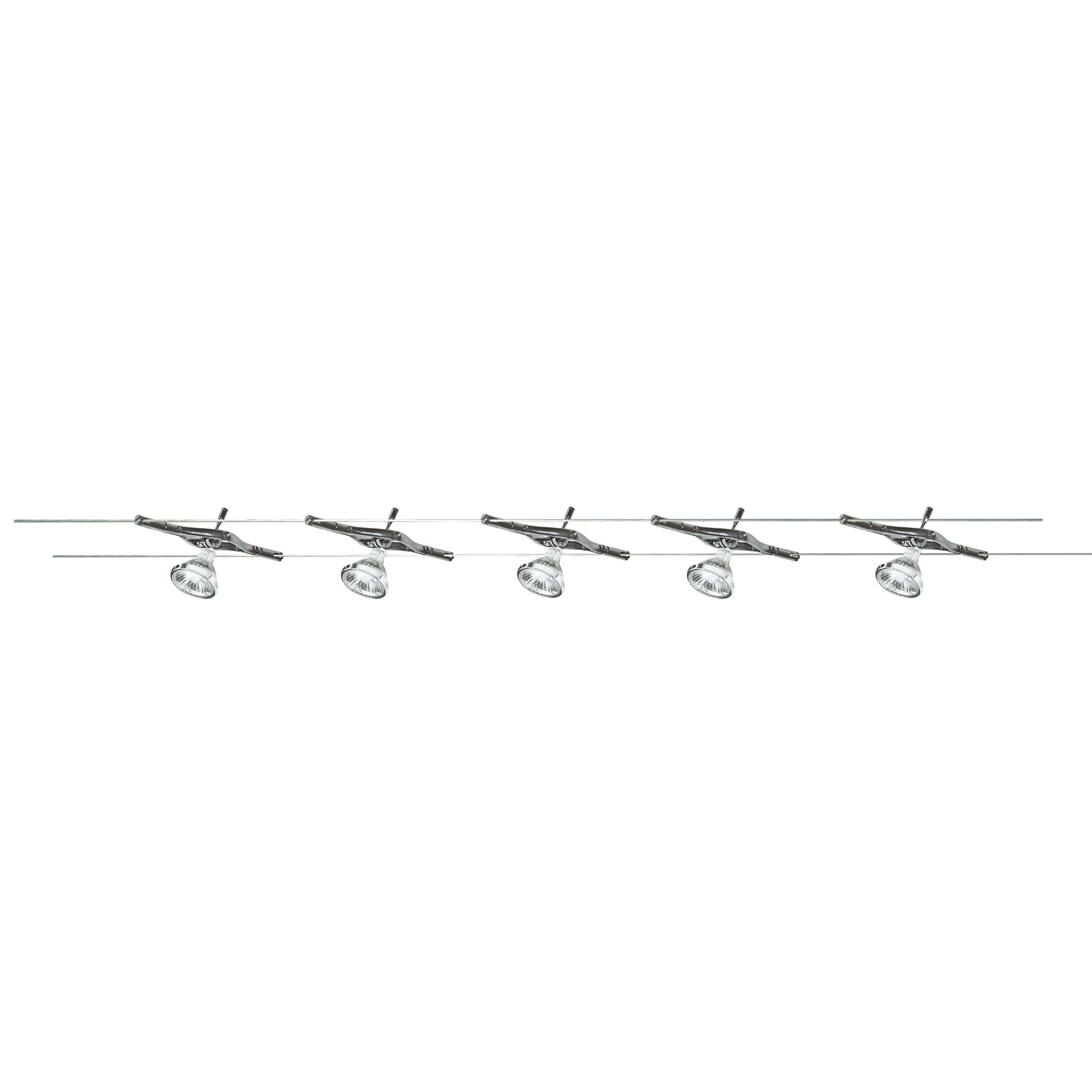 Searchlight Track & Spot Light 5 Light LED Cable Kit, Adjustable Spotlight Heads, Chrome