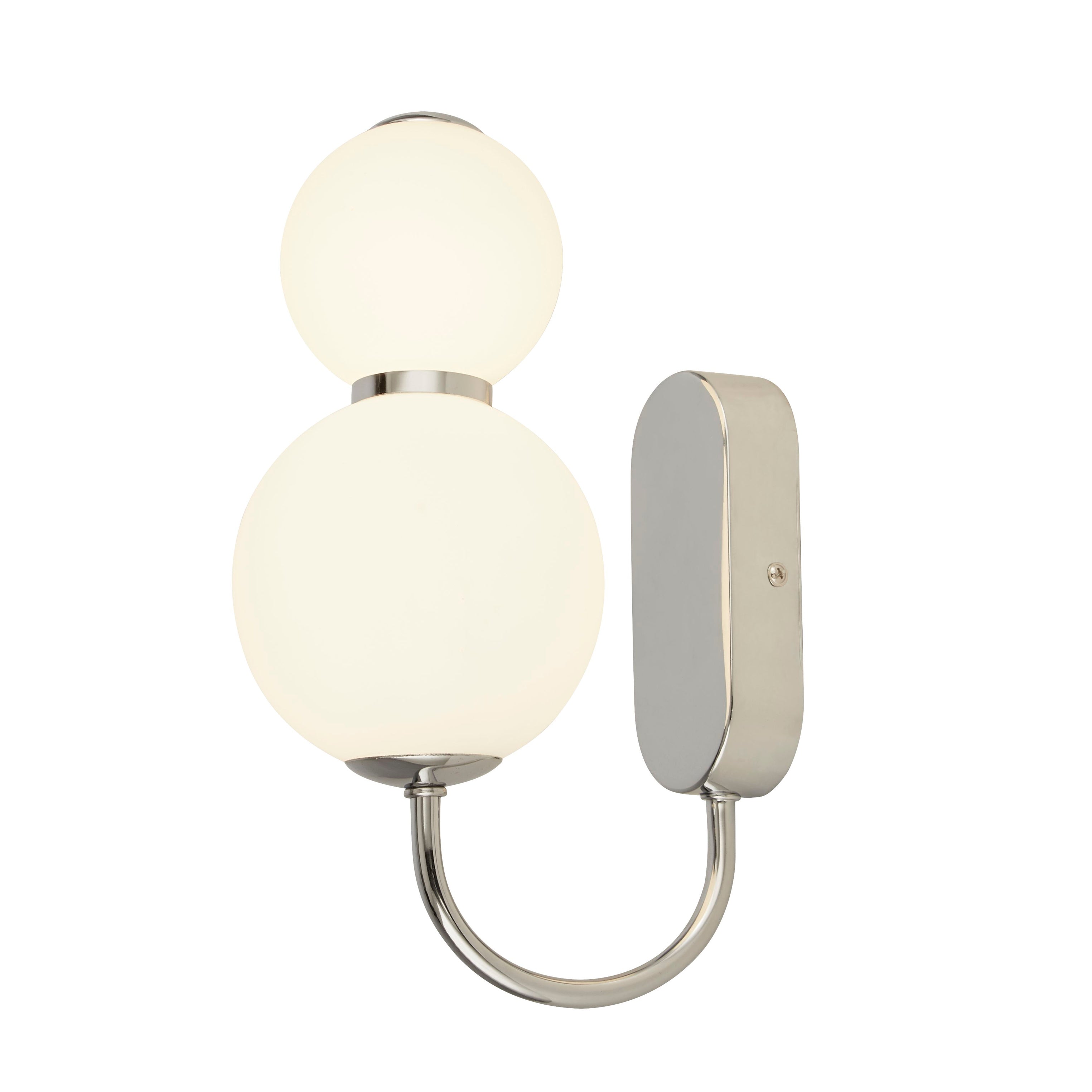 Searchlight Slater 2 Light Wall Light - Chrome & Opal Glass