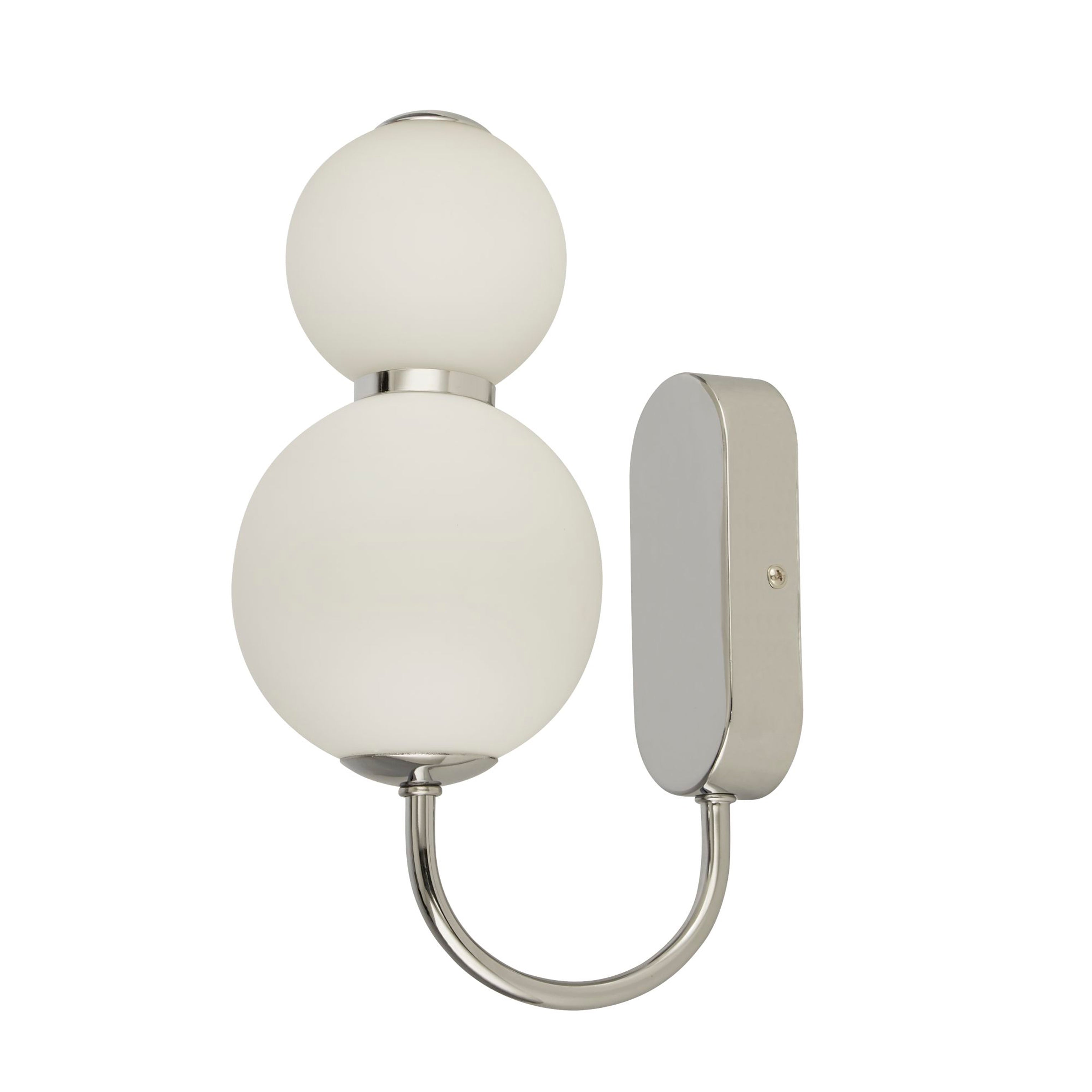 Searchlight Slater 2 Light Wall Light - Chrome & Opal Glass
