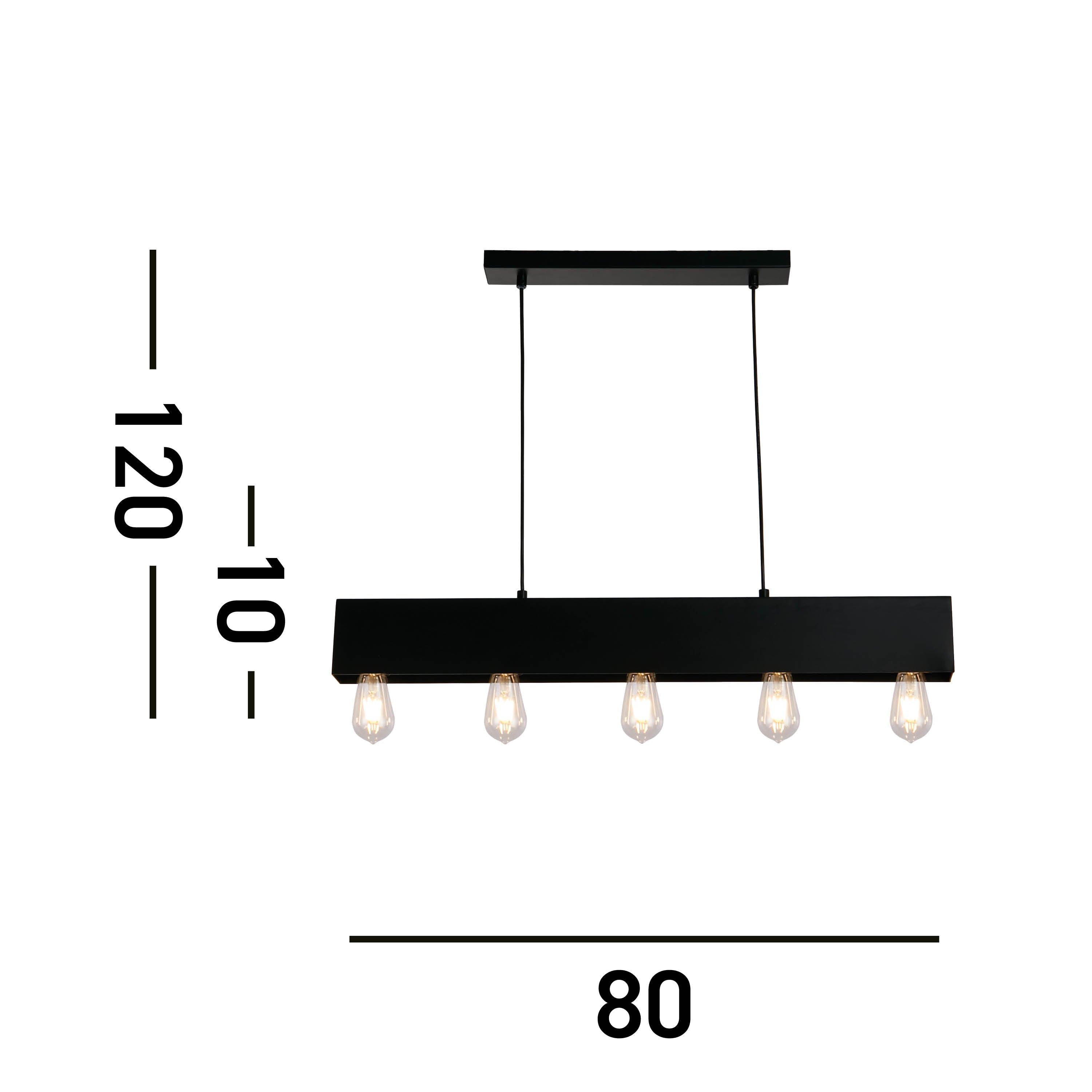 Searchlight Peet 5 Light Diner Bar Pendant - Matt Black