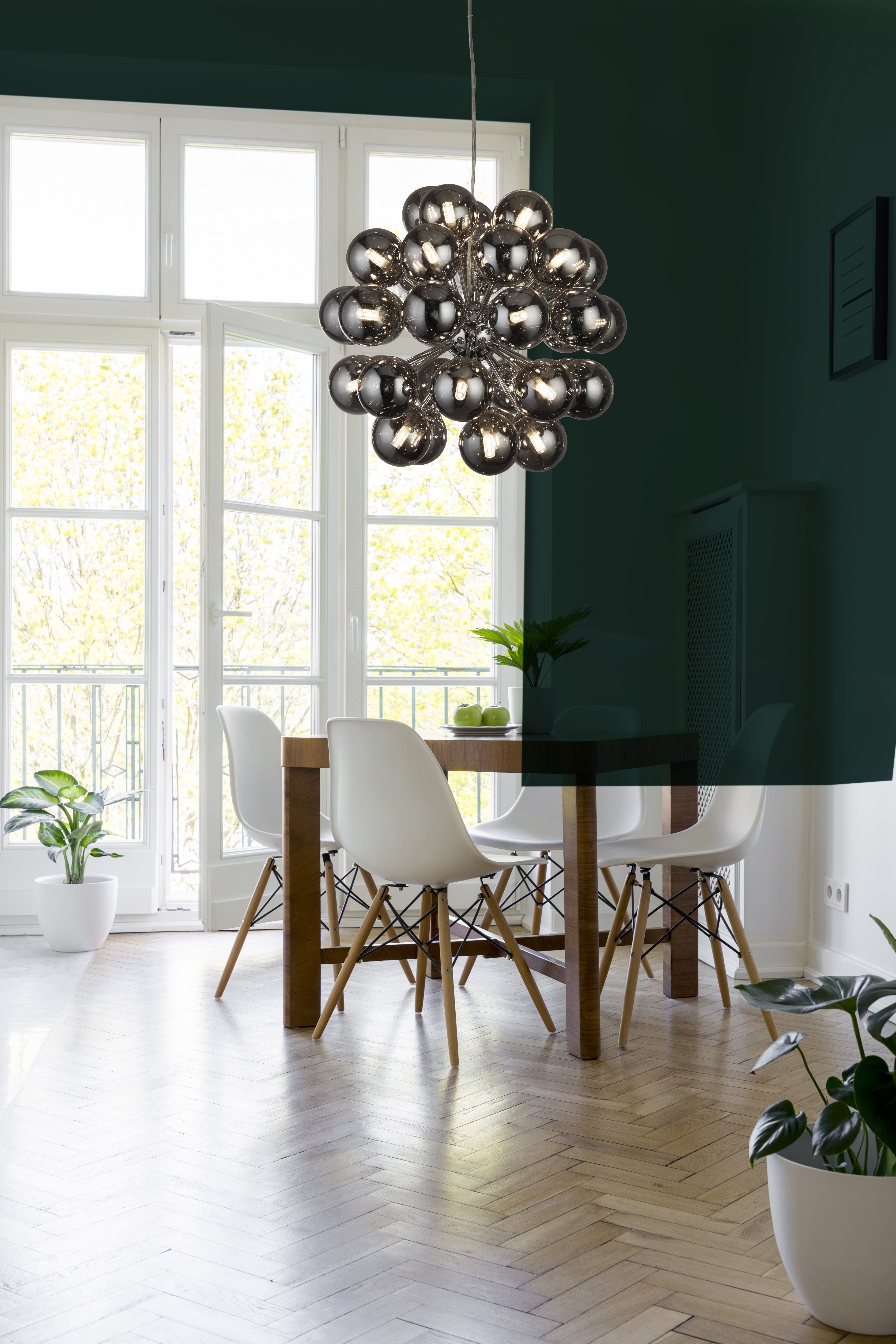 Searchlight Beau 27 Light Ceiling Pendant - Chrome & Smoked Glass