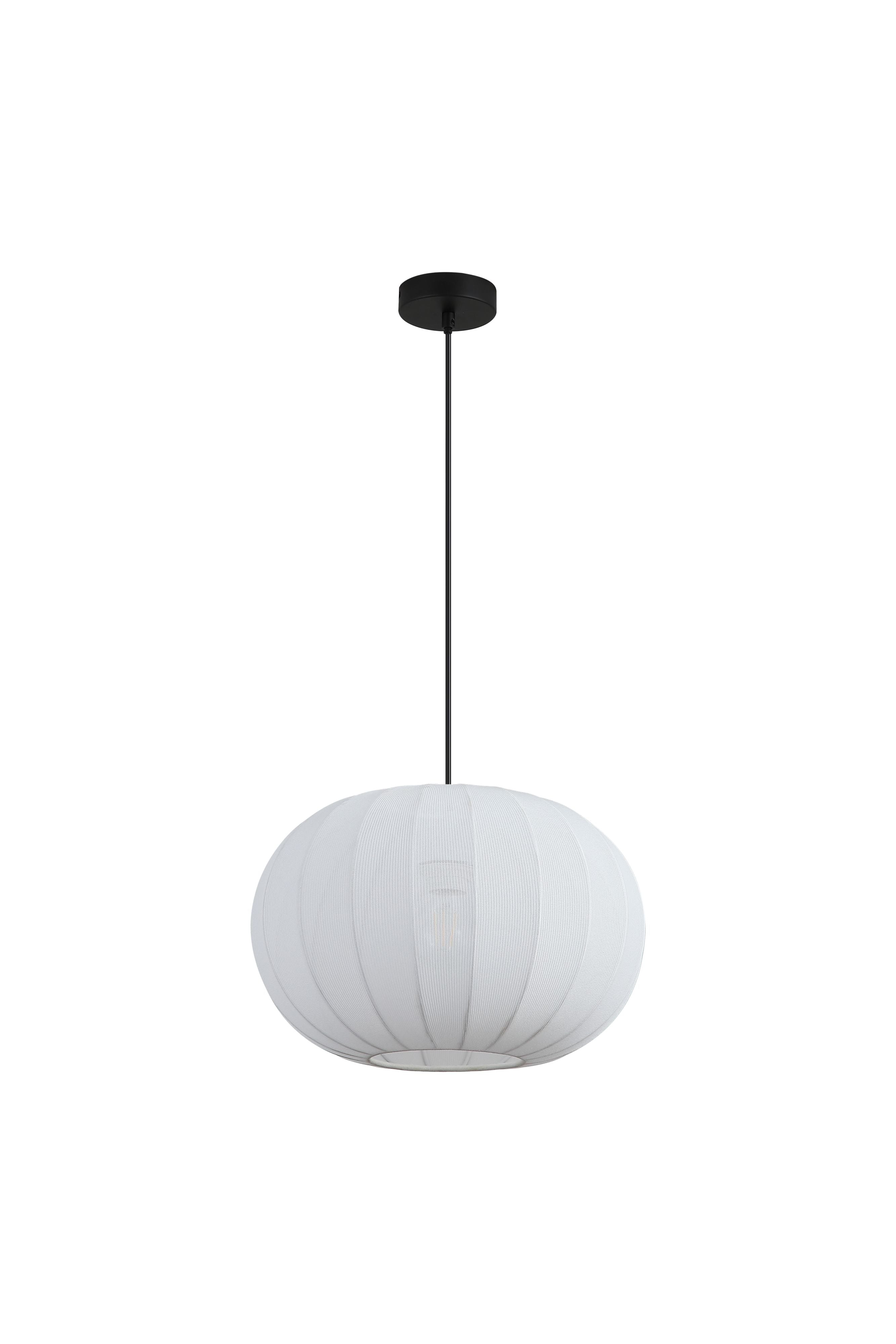 Searchlight Radiant pendant light, alternate angle showing the rounded ribbed shade on its black cord