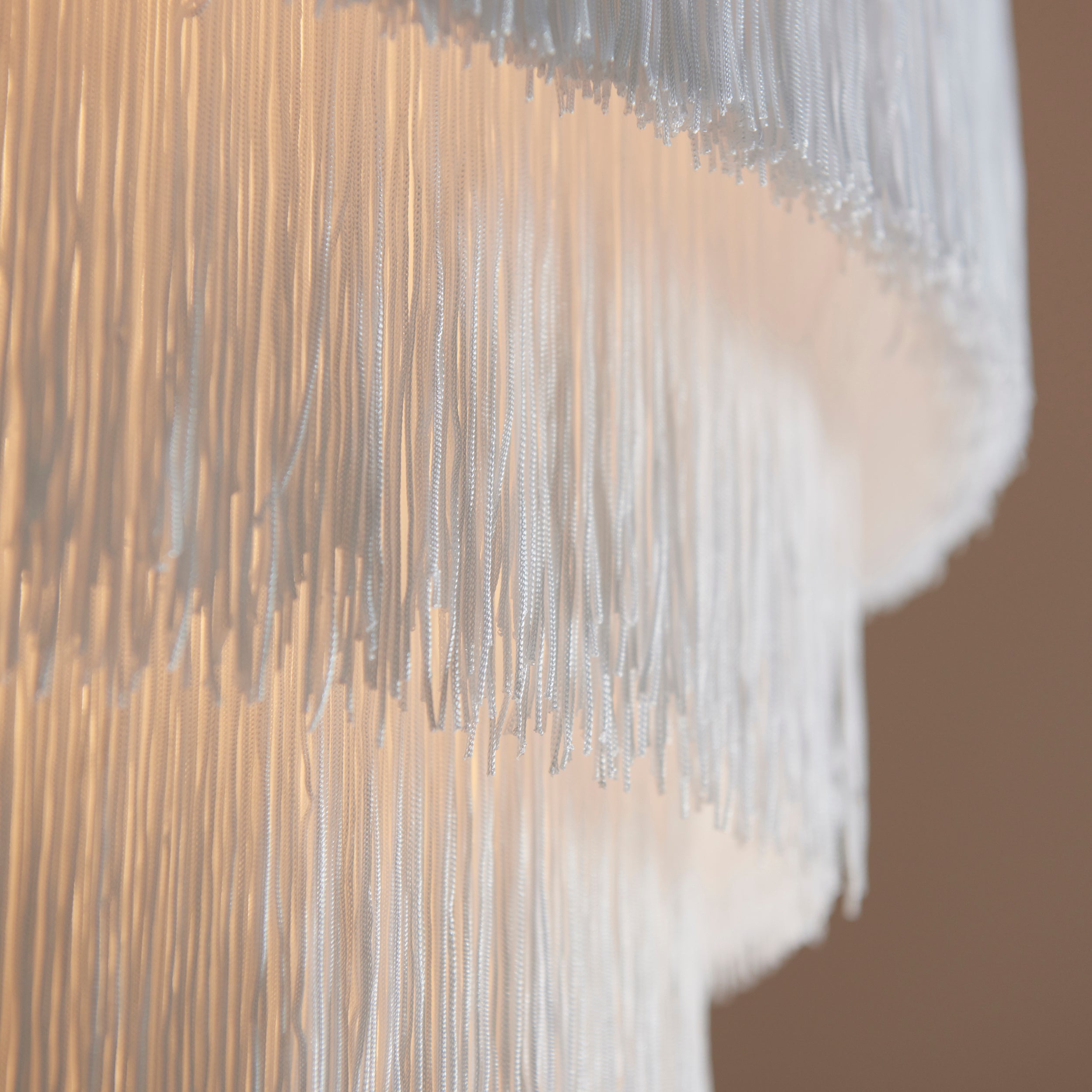Utopia Gatsby 3 Light Pendant - Matt Gold With White Fringe Shade - 50cm Diameter