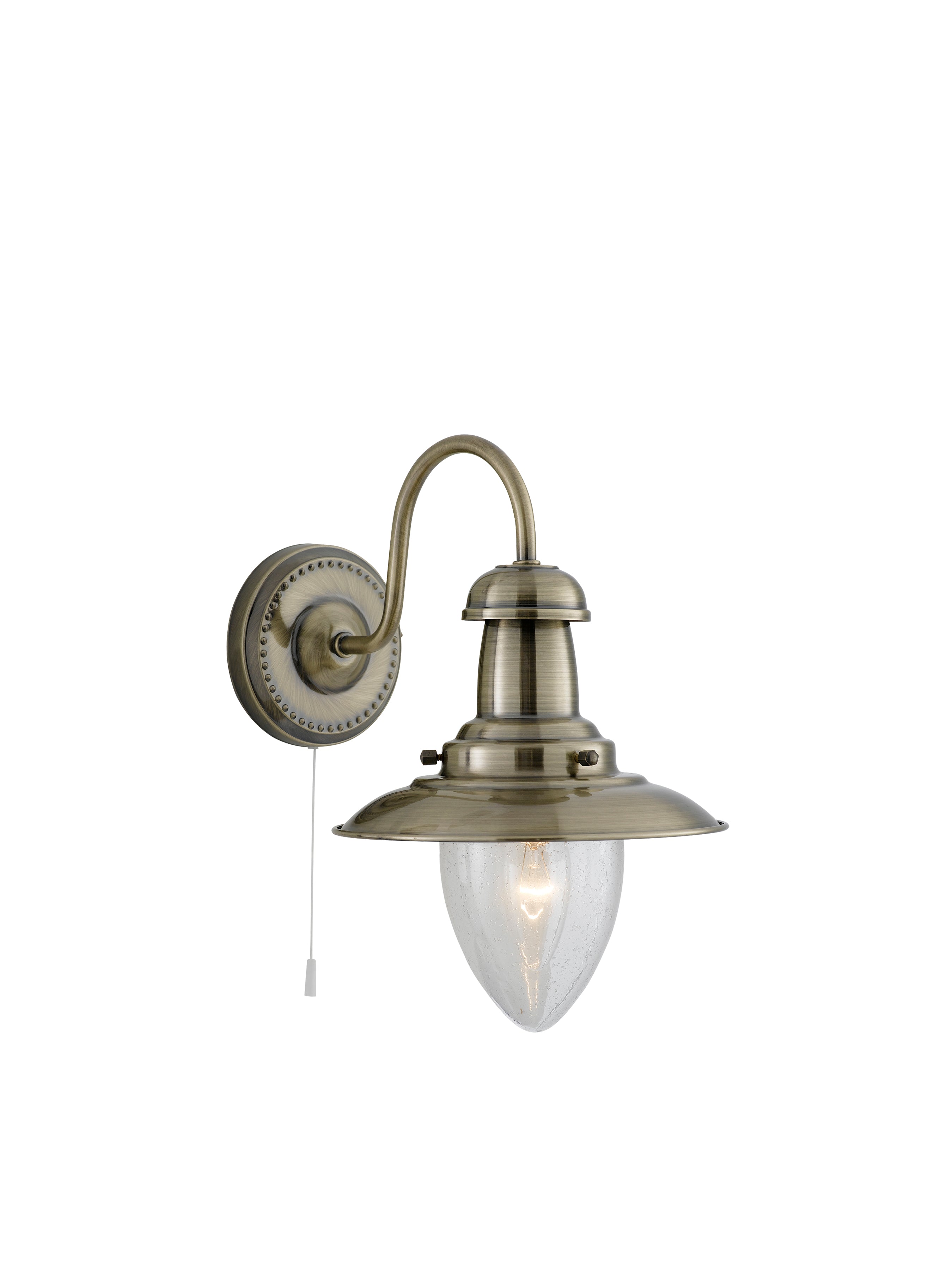 Searchlight Falkland Antique Brass Wall Light With Seeded Glass