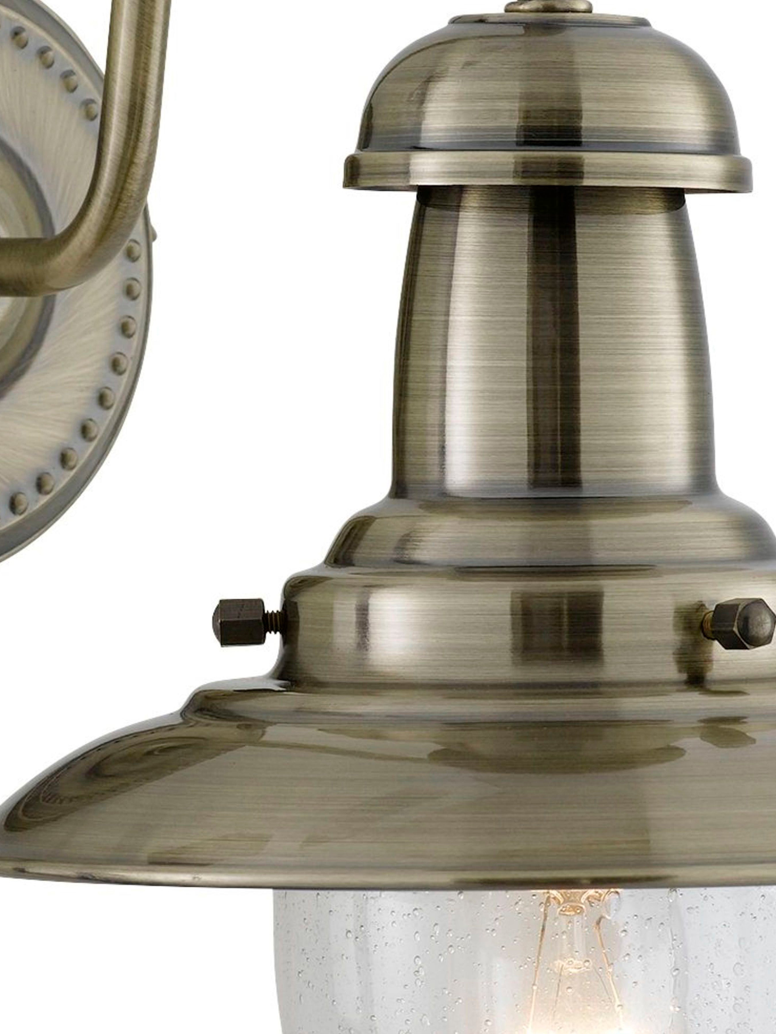 Searchlight Falkland Antique Brass Wall Light With Seeded Glass