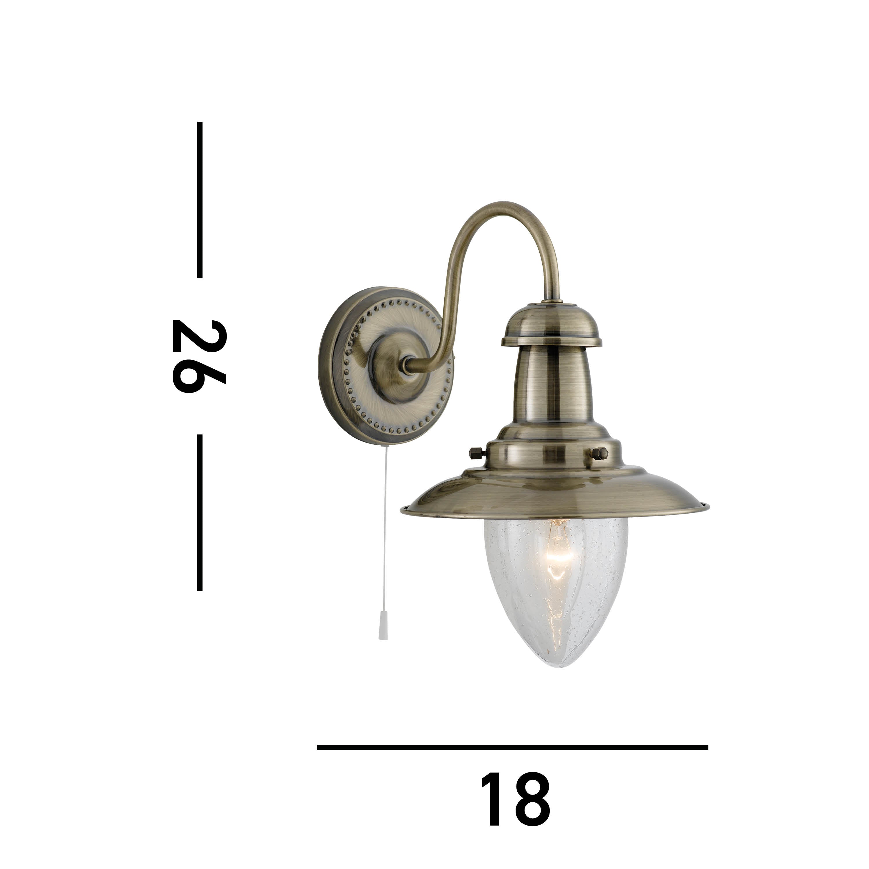 Searchlight Falkland Antique Brass Wall Light With Seeded Glass
