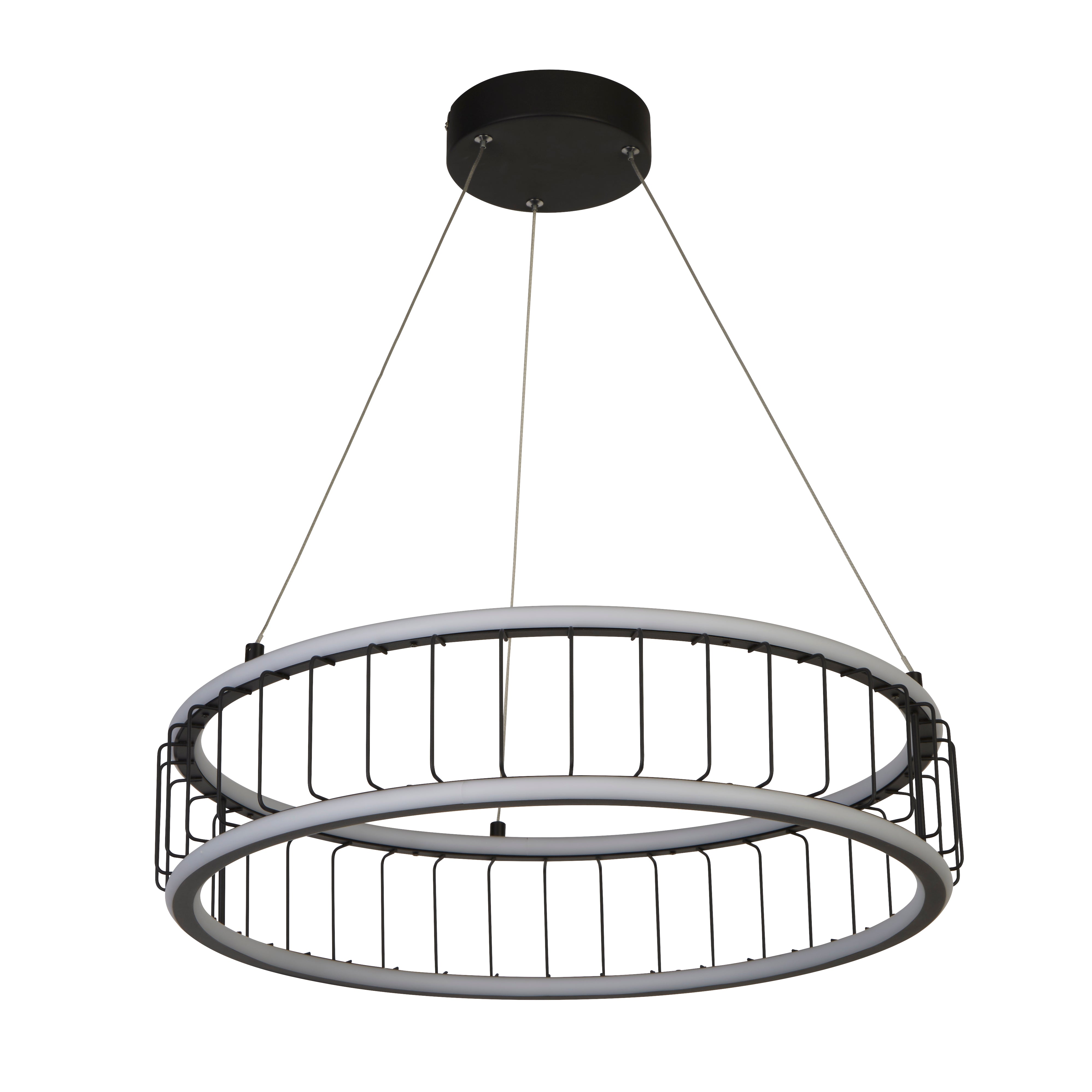 Searchlight Canova Cage LED Drum Ceiling Pendant -  Large - Black Metal