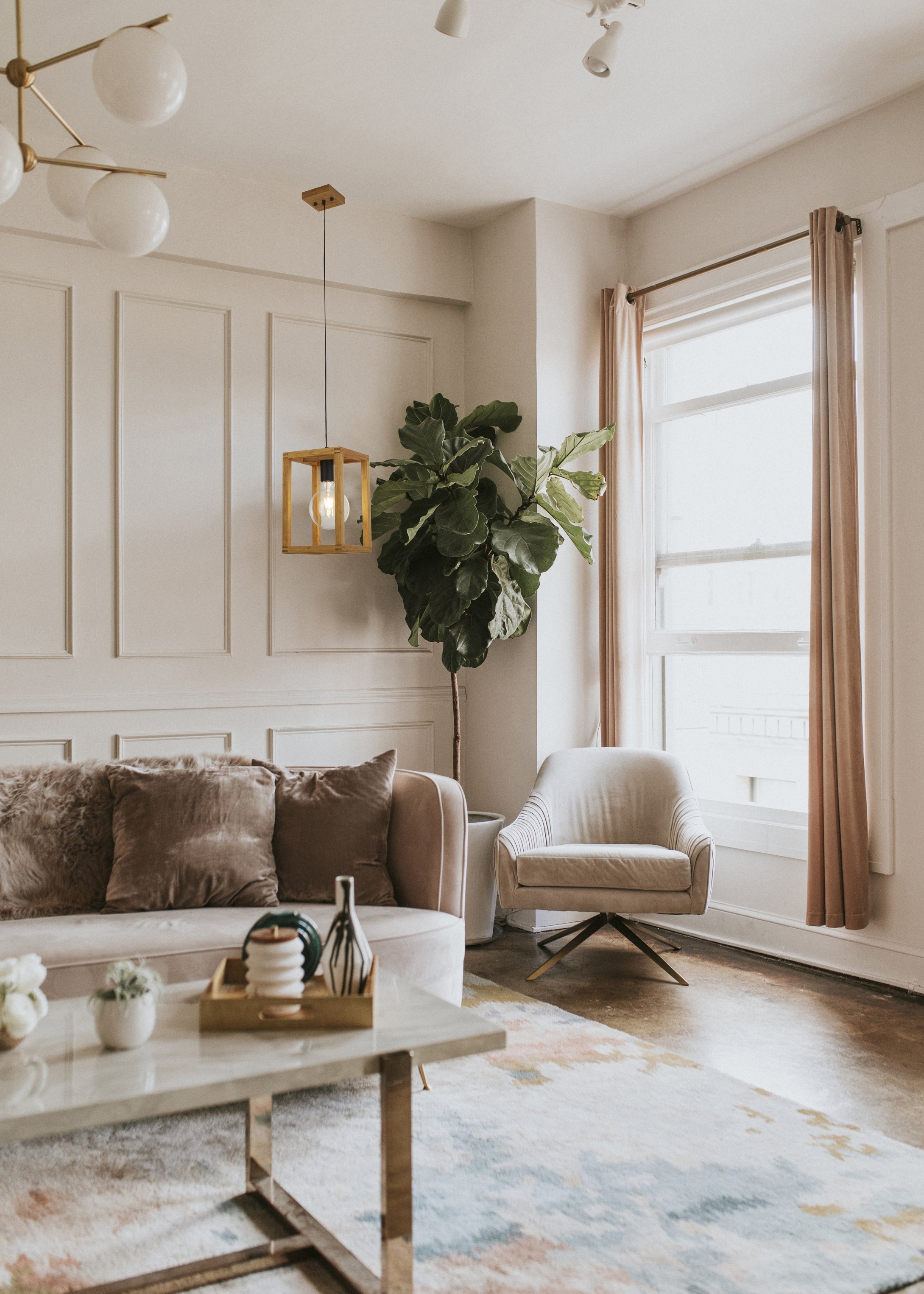 Searchlight Soho Pendant - Natural Wood & Black