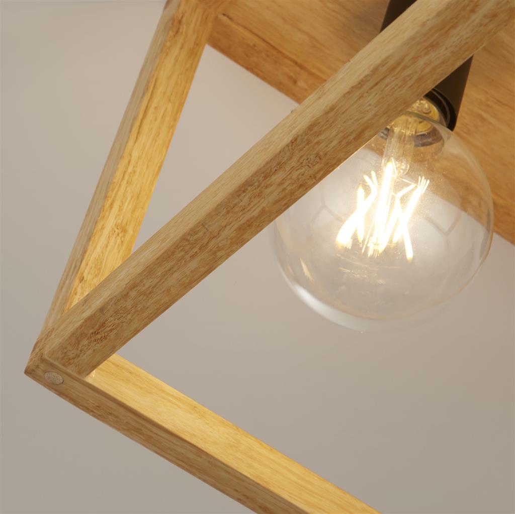 Searchlight Soho 4 Light Flush - Natural Wood & Black